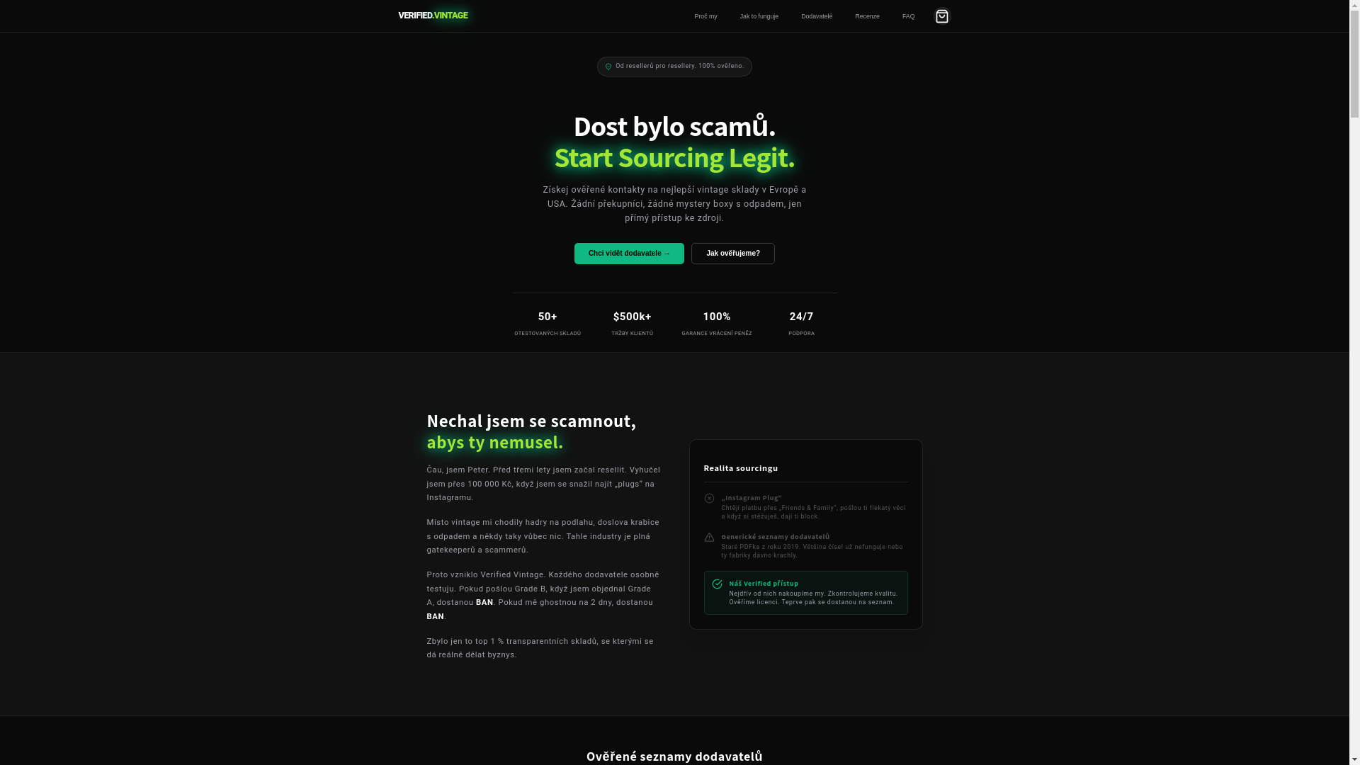 website screenshot of https://verifiedvintage.store/