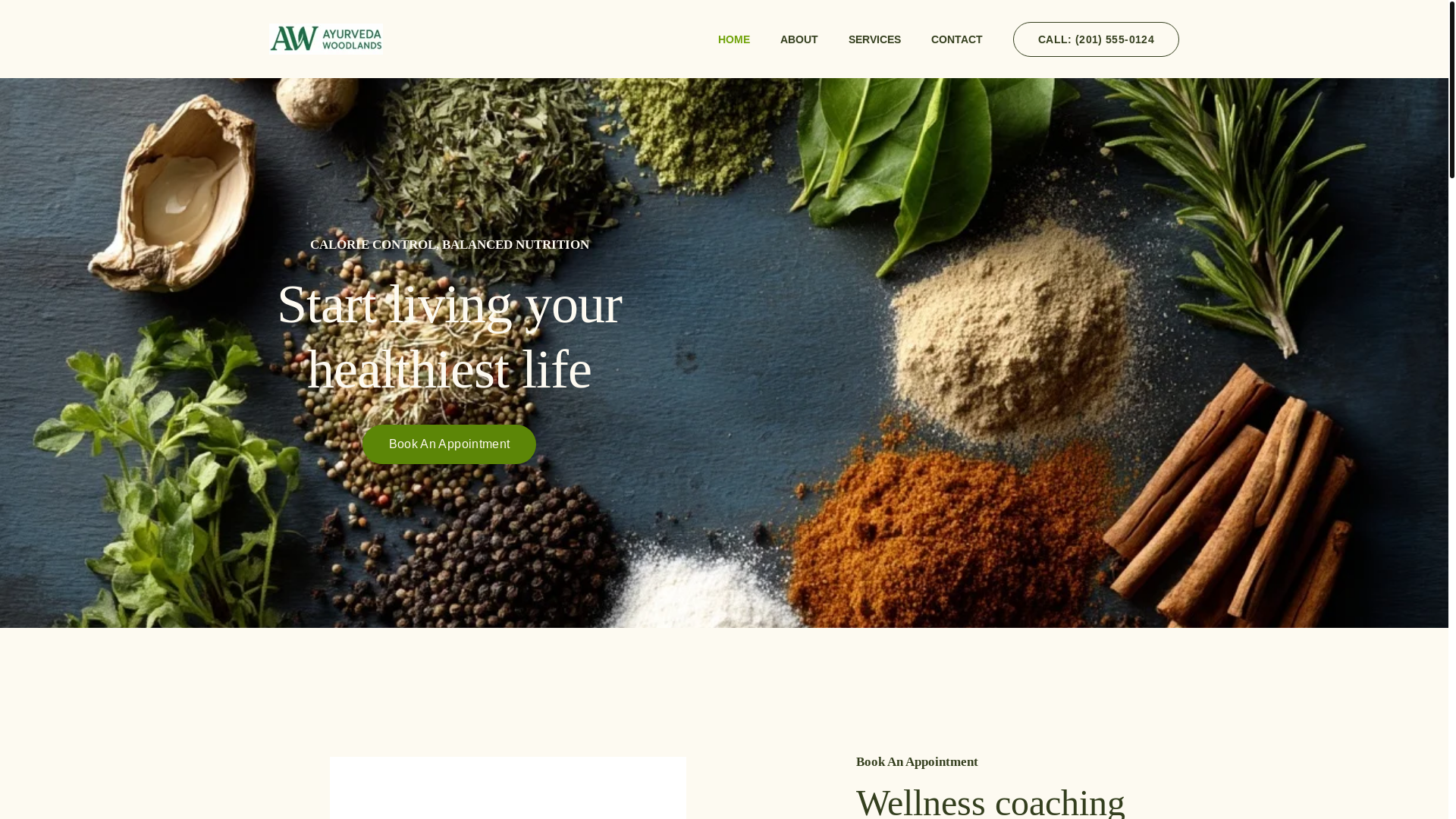 website screenshot of https://woodlandsayurveda.com/