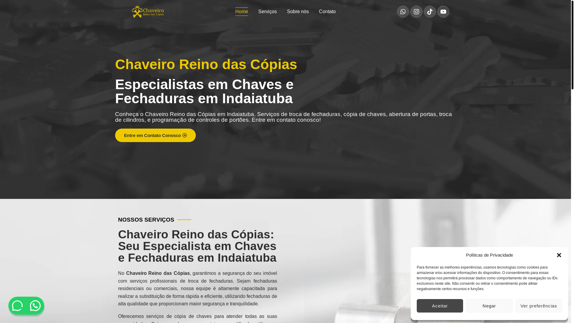 website screenshot of https://chaveiroreidascopias.com.br/