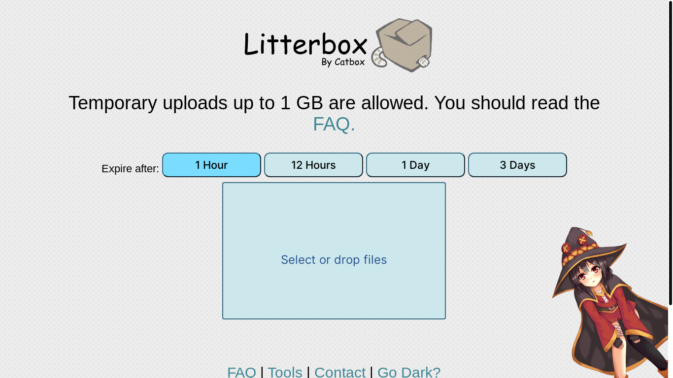 website screenshot of https://litterbox.catbox.moe/