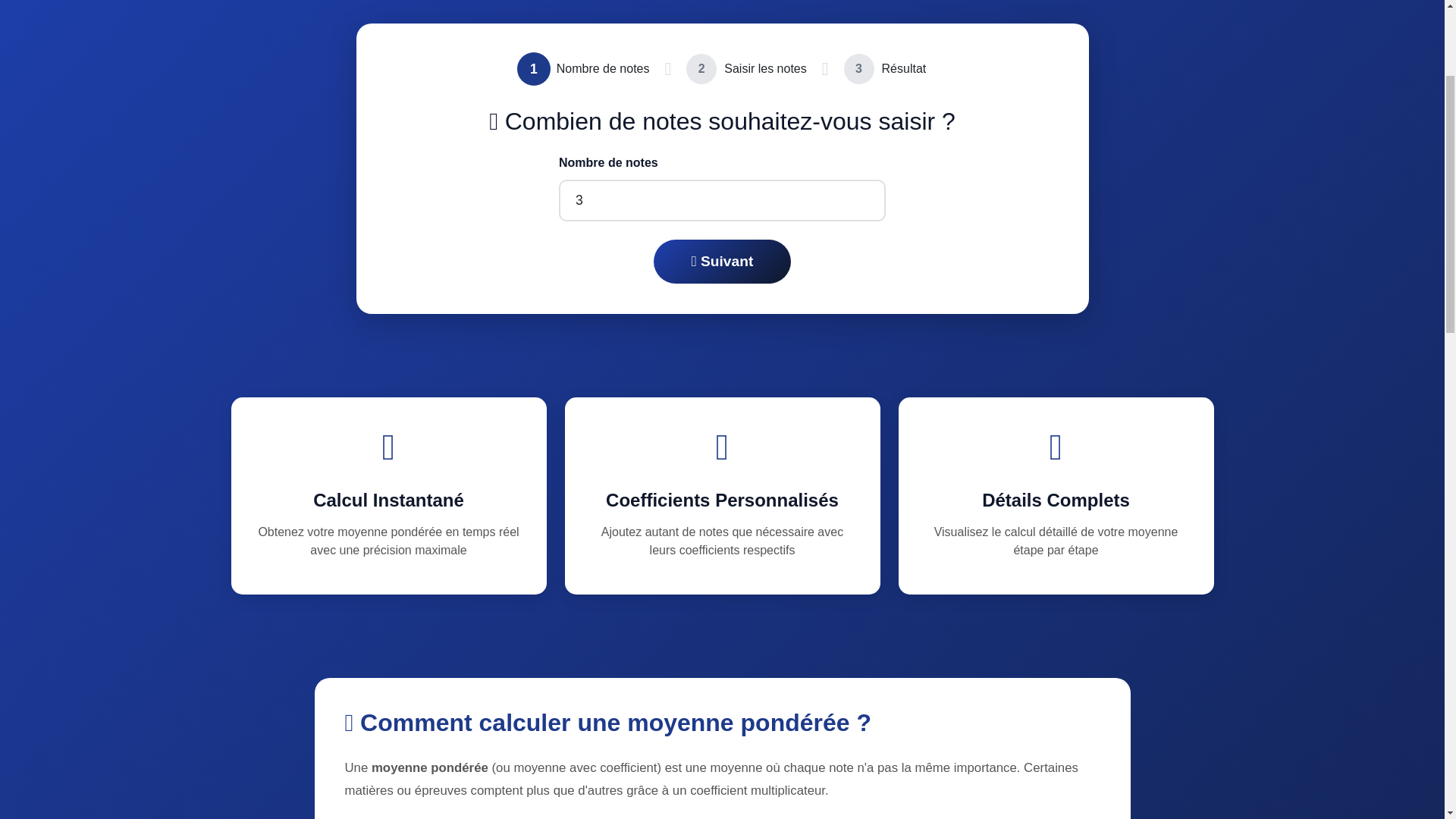 website screenshot of https://calculateur-moyenne.fr/