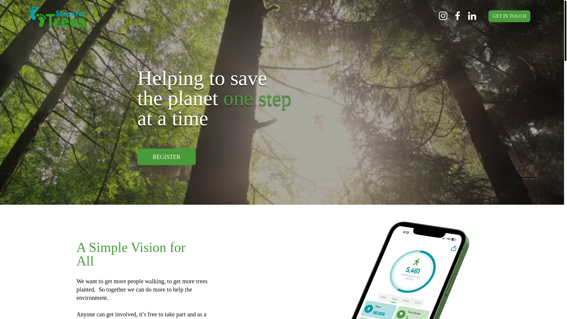 website screenshot of https://stepfortrees.com/