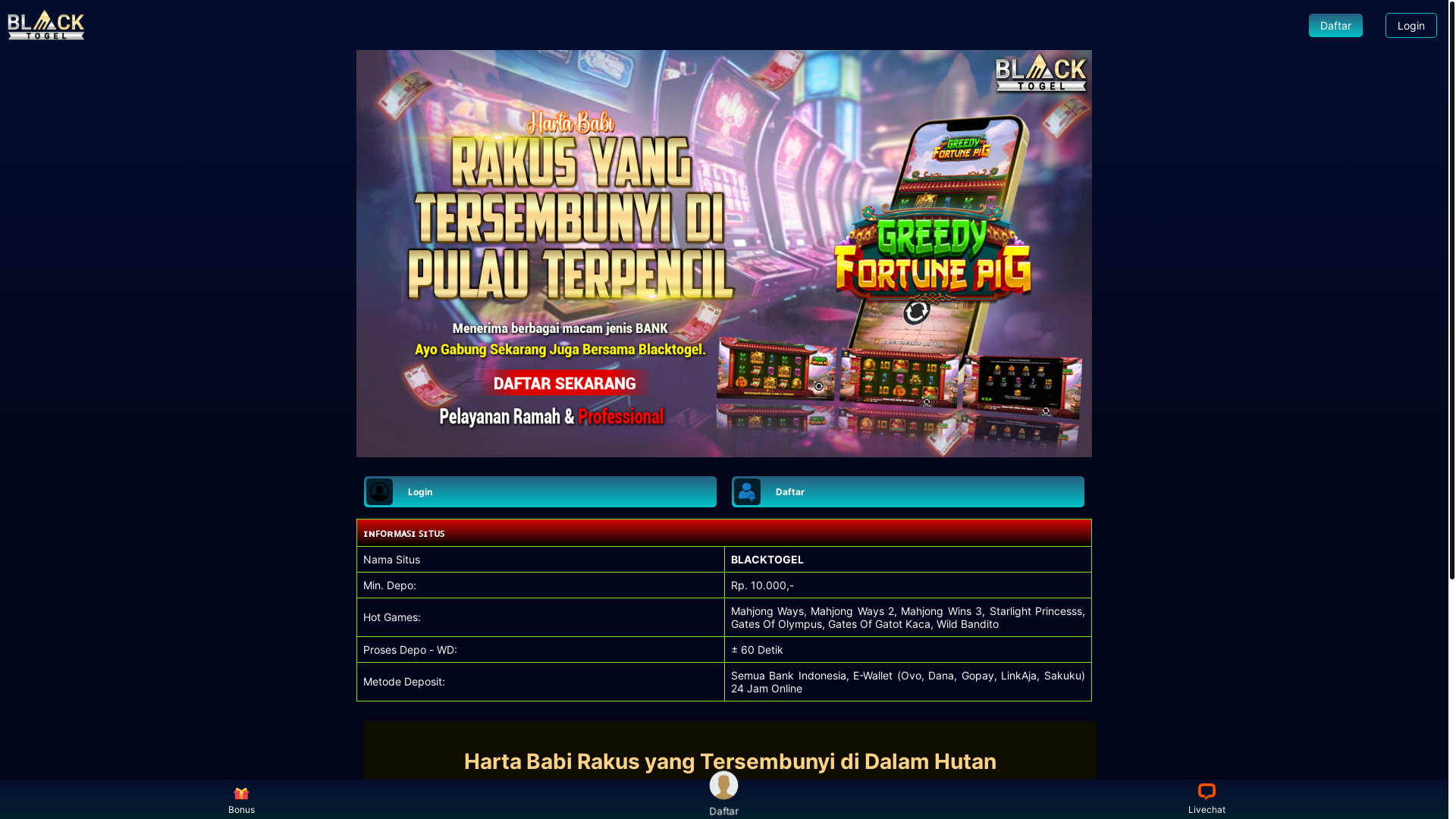 website screenshot of https://harta-babi-rakus-yang-tersembunyi-di-dalam-hutan.pages.dev/