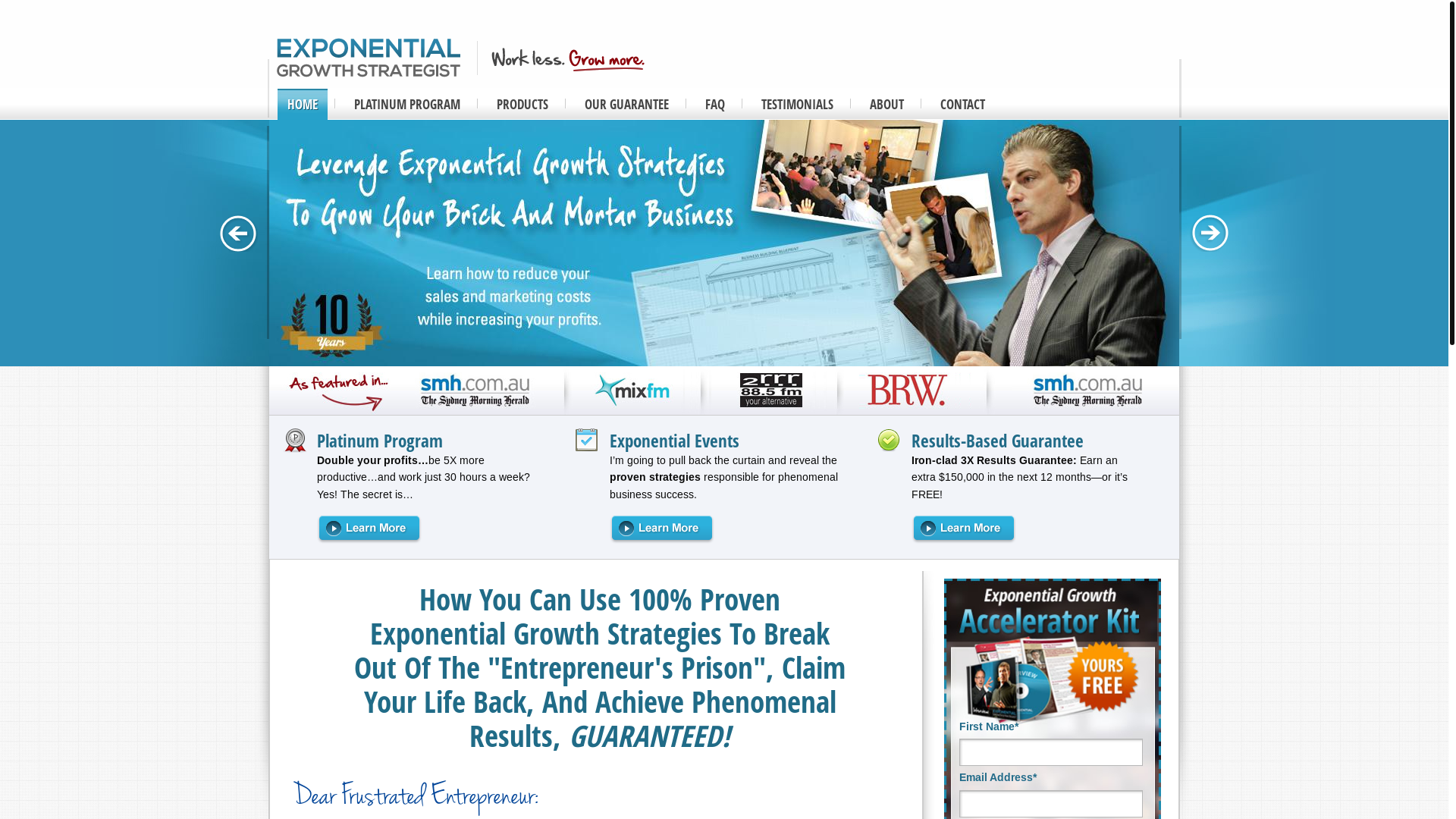 website screenshot of https://exponential-growth-strategist.com/