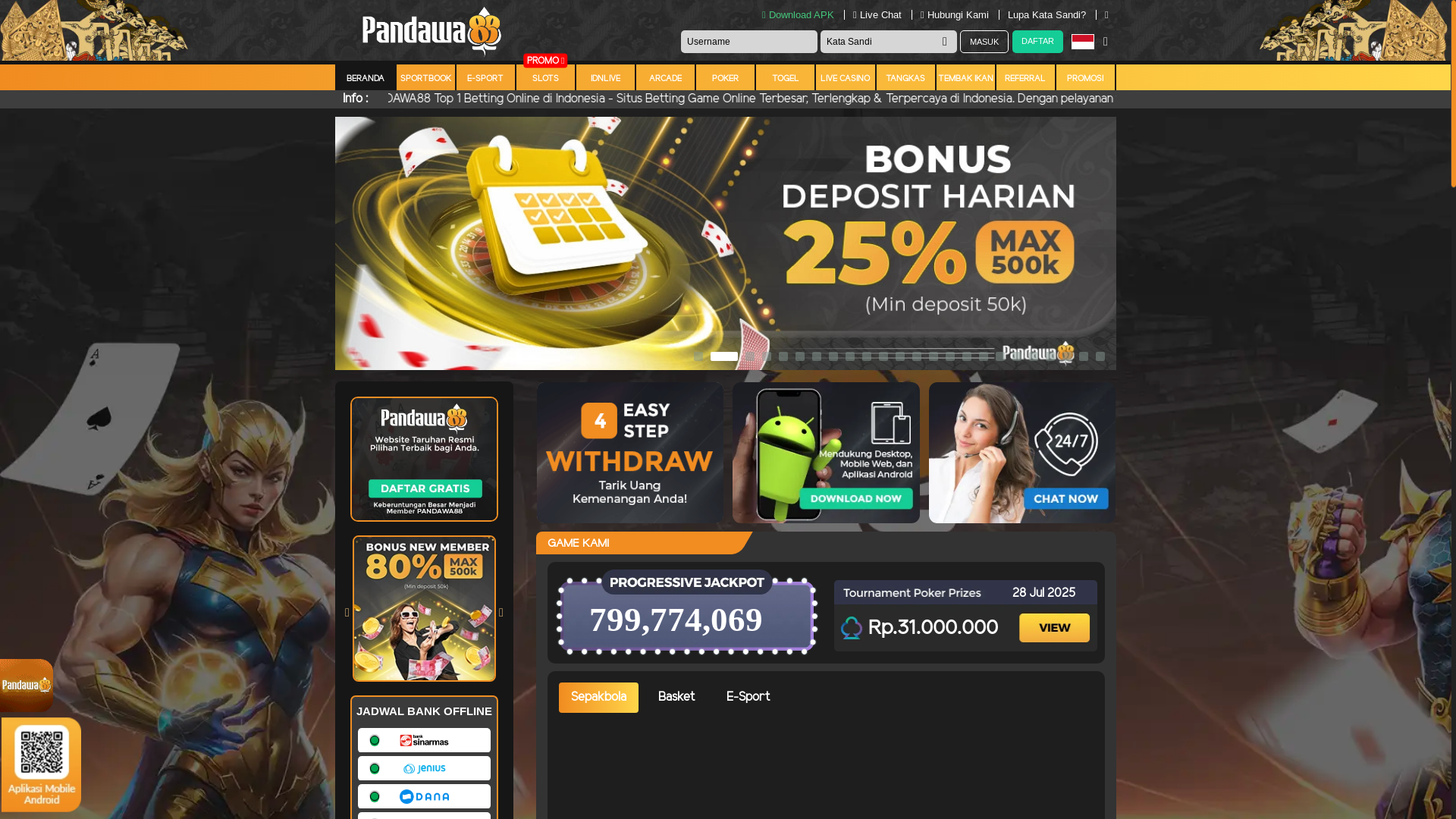 website screenshot of https://roketpandawa88.com/