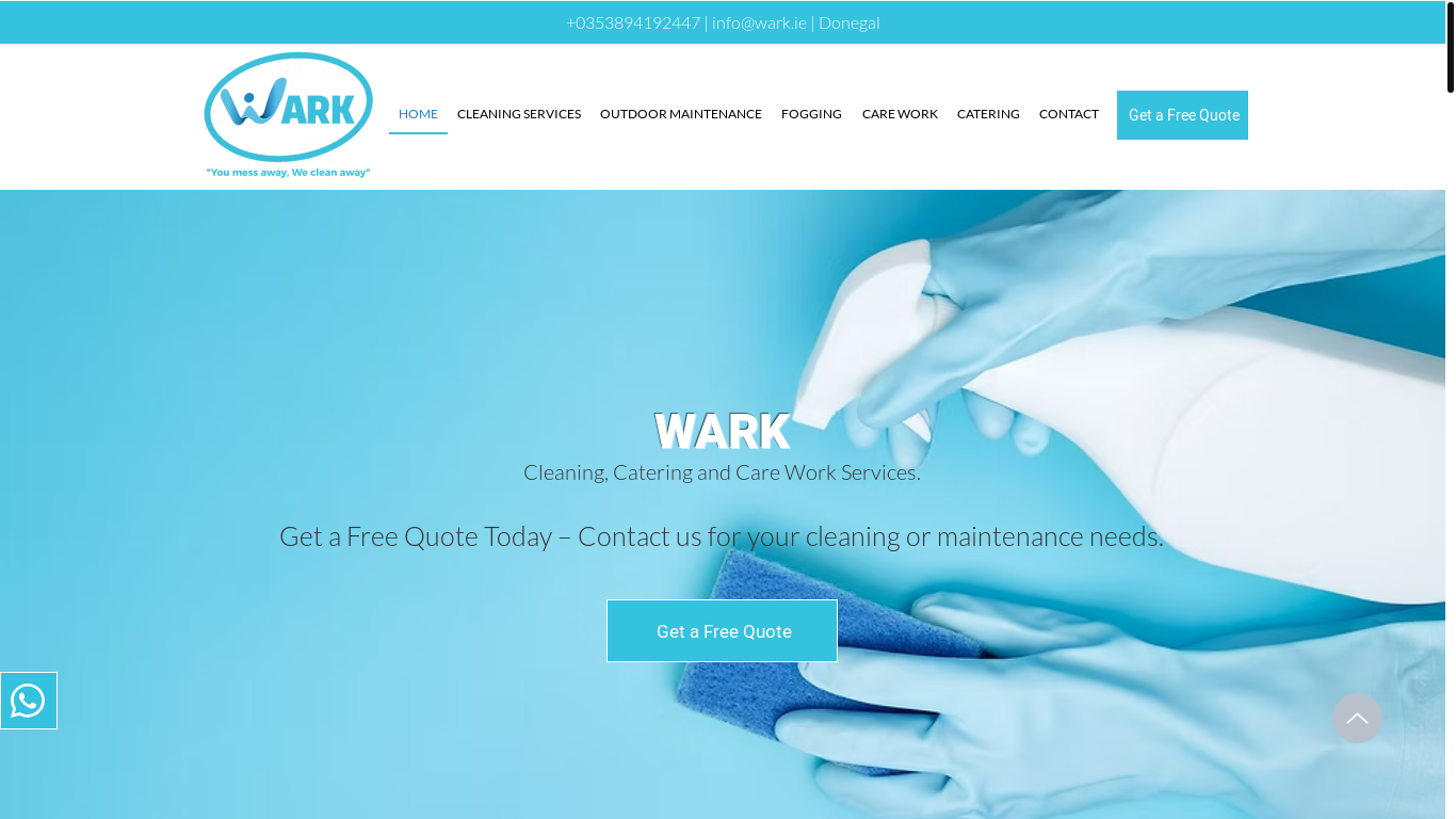 website screenshot of https://www.wark.ie