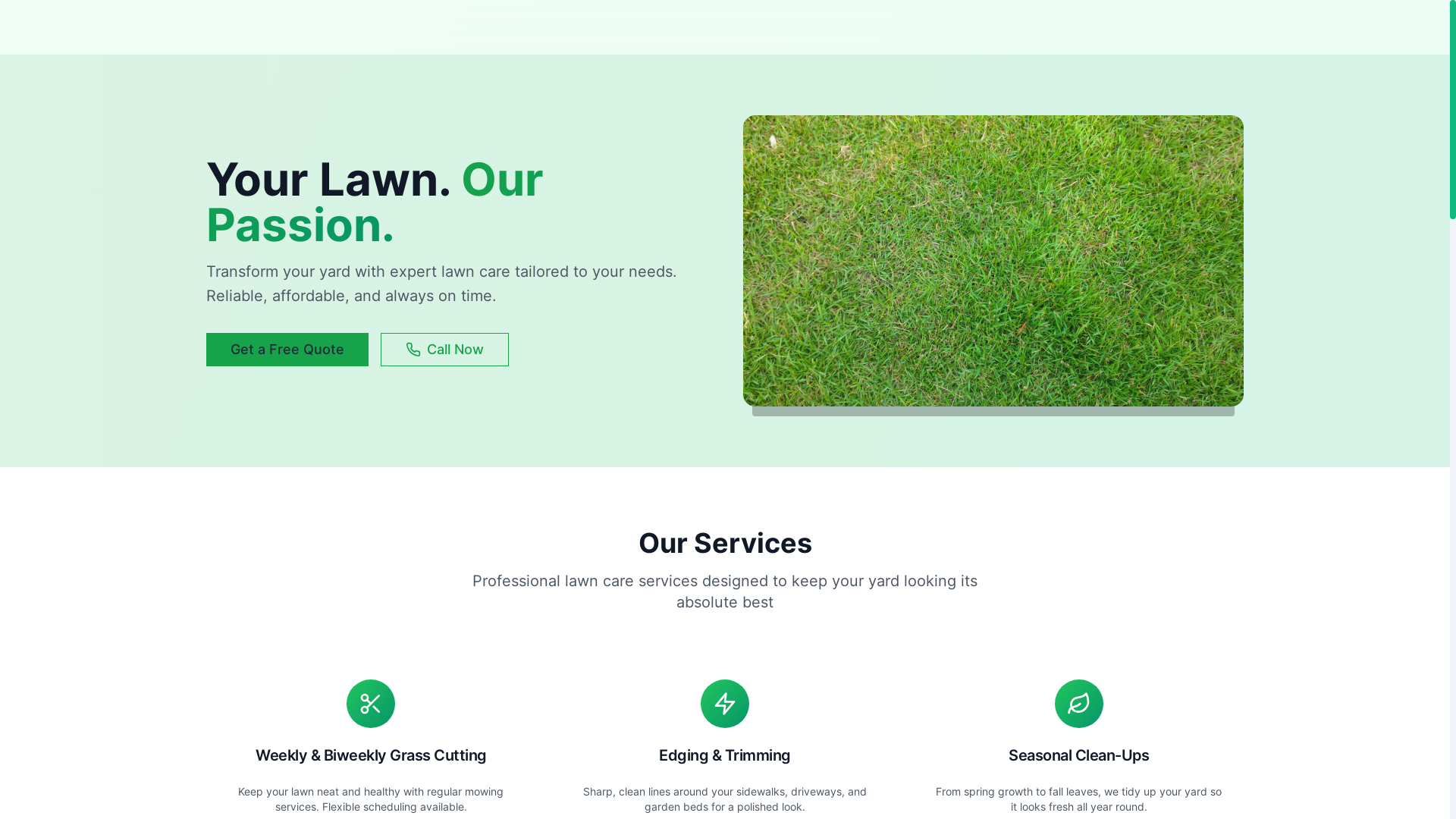 website screenshot of https://leaflineyardcare.com/