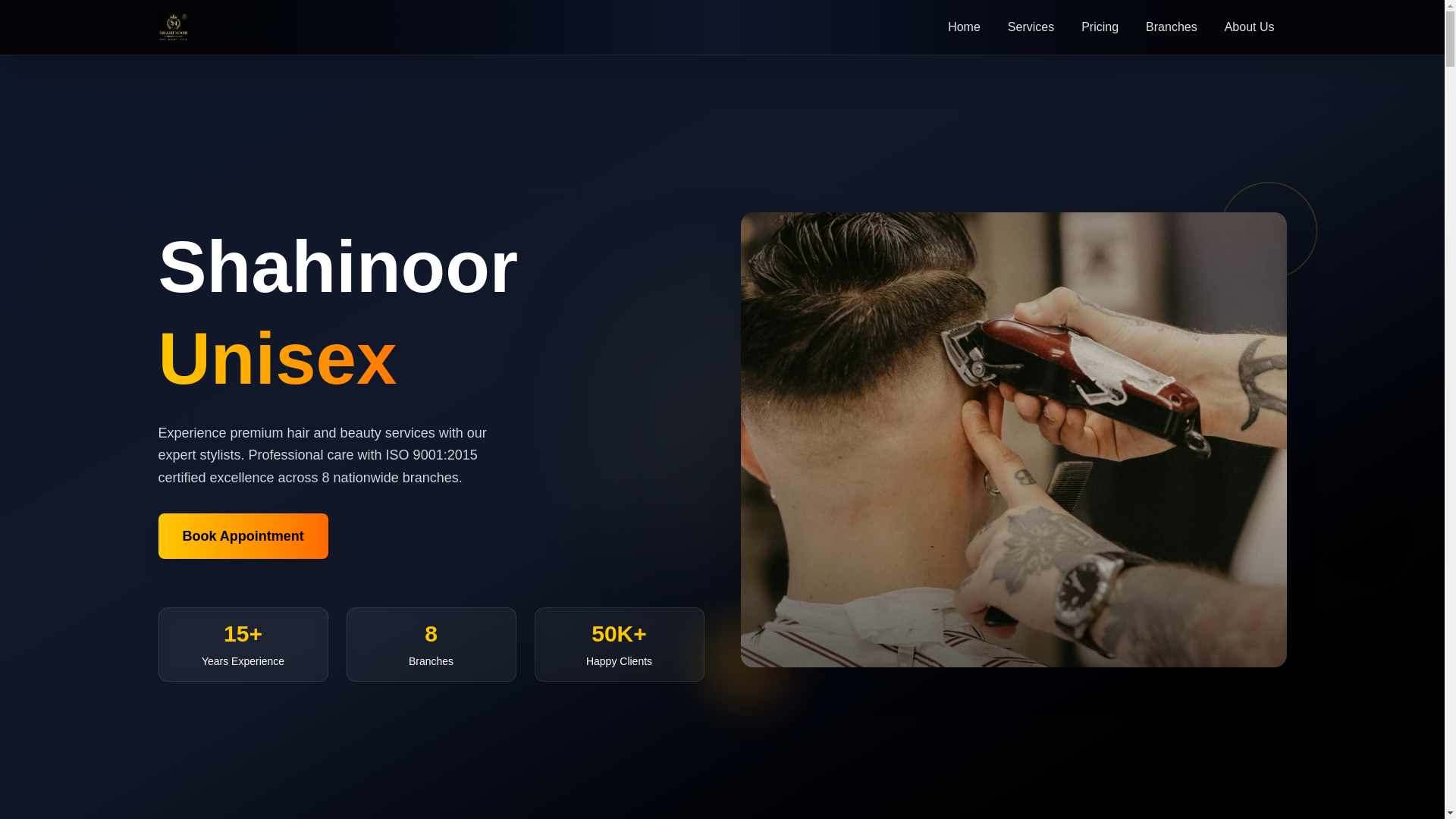 website screenshot of https://shahinoorunisexsalon.com/