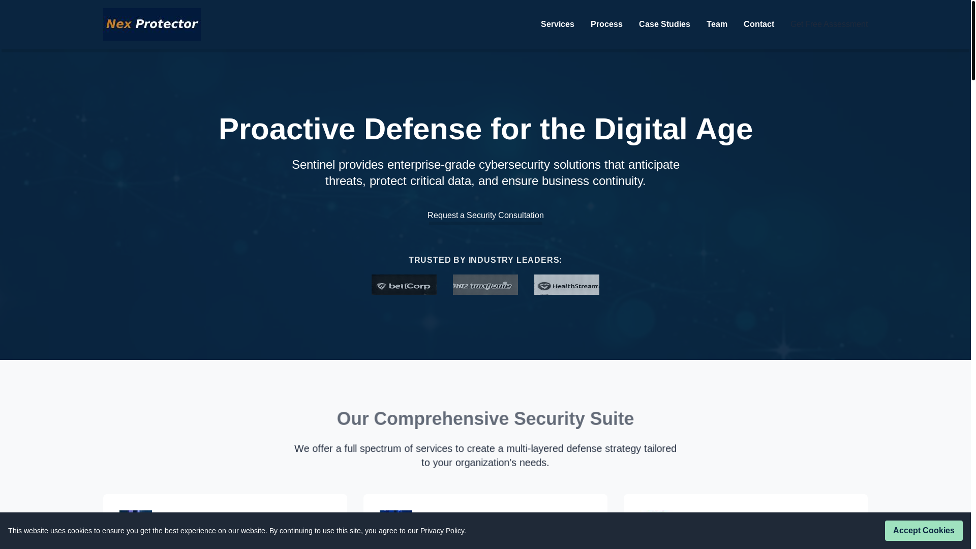 website screenshot of https://nexprotector.live/