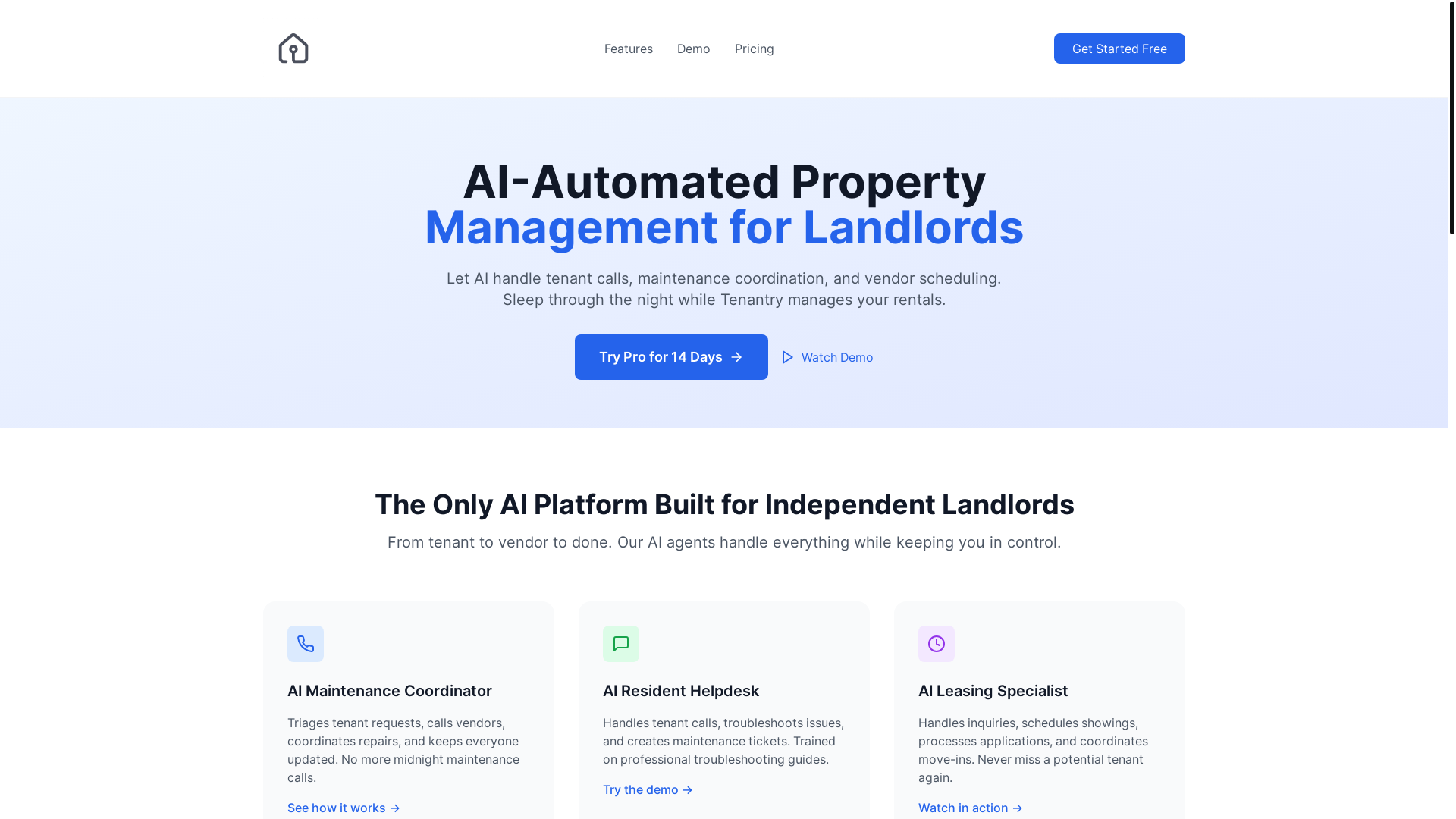 website screenshot of https://tenantry.ai/
