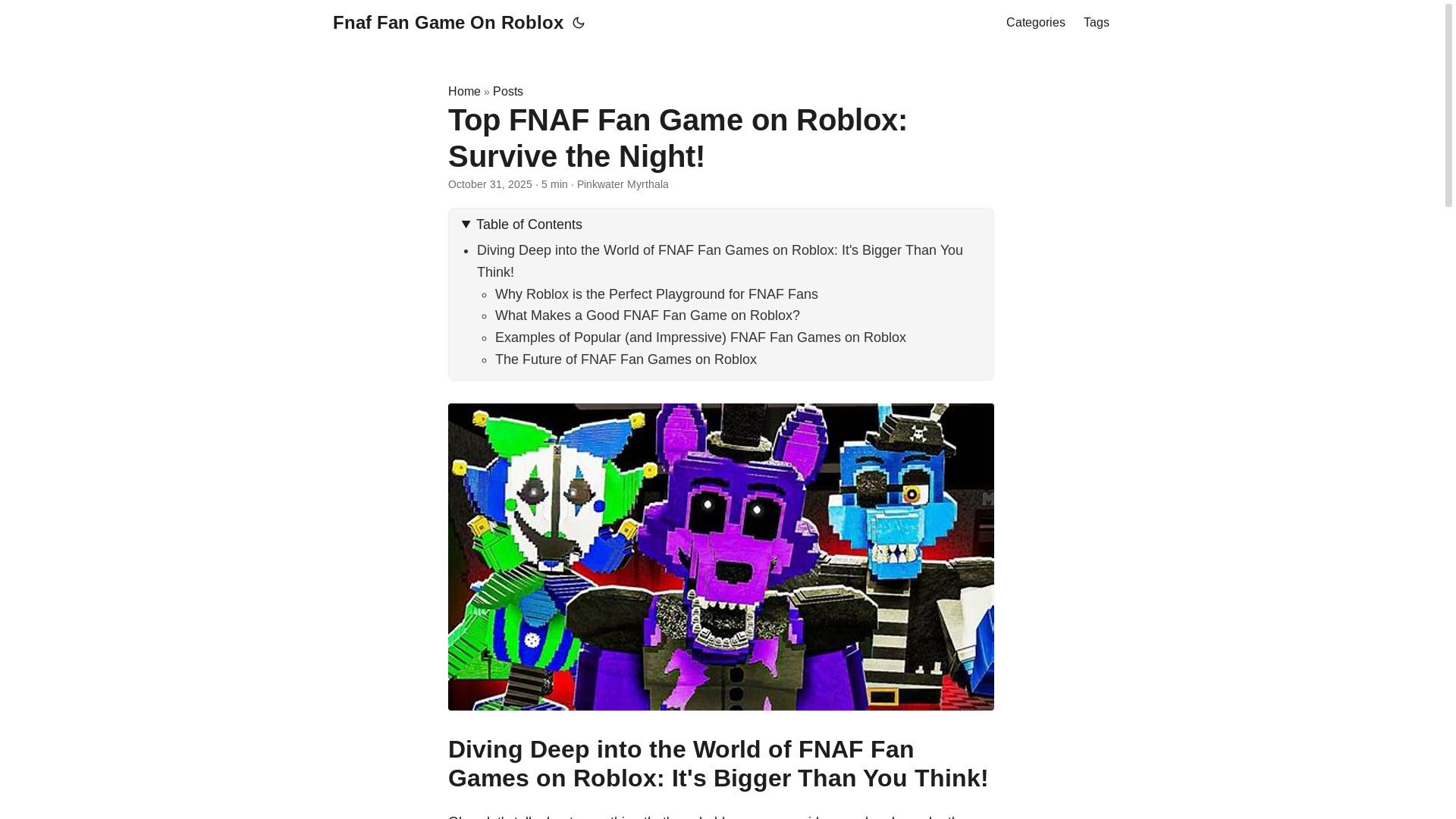 website screenshot of https://fnaf-fan-game-on-roblox.pages.dev/