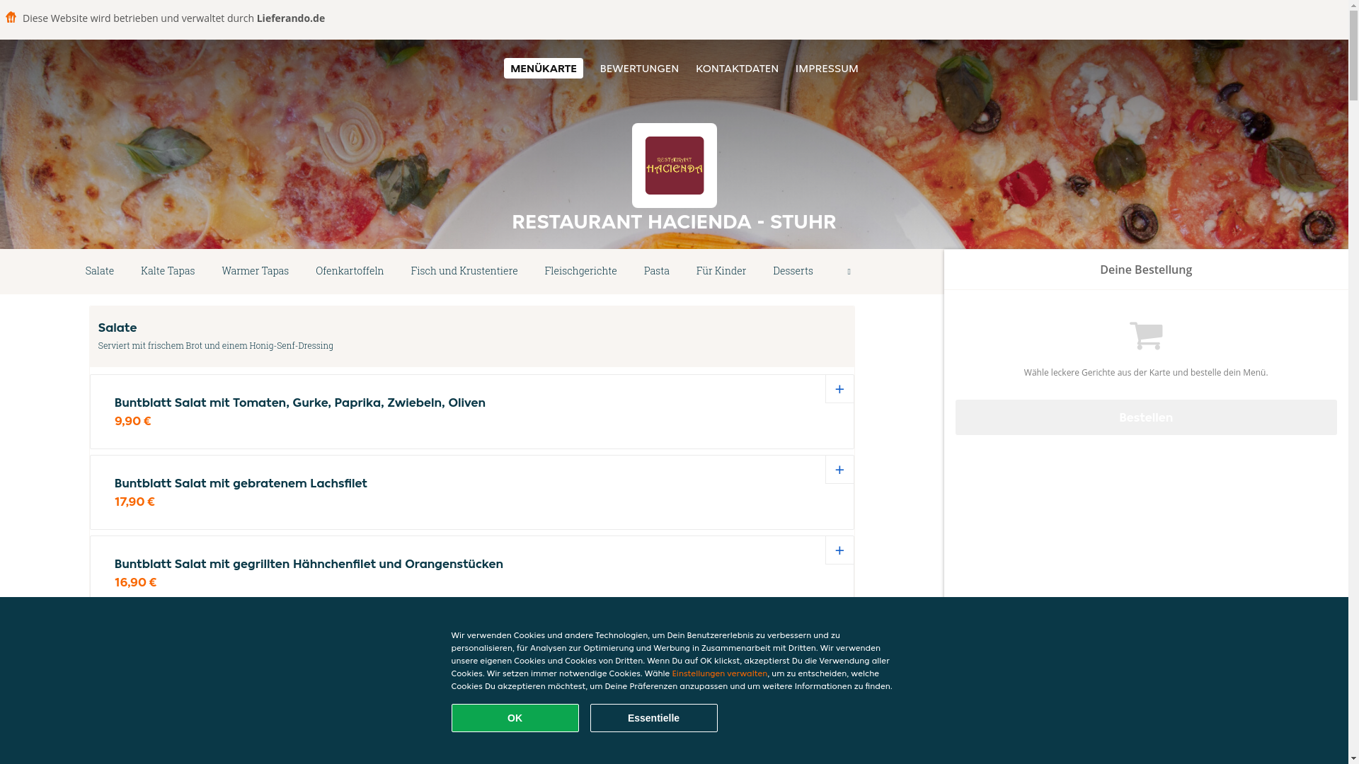 website screenshot of https://restauranthacienda-stuhr.de/