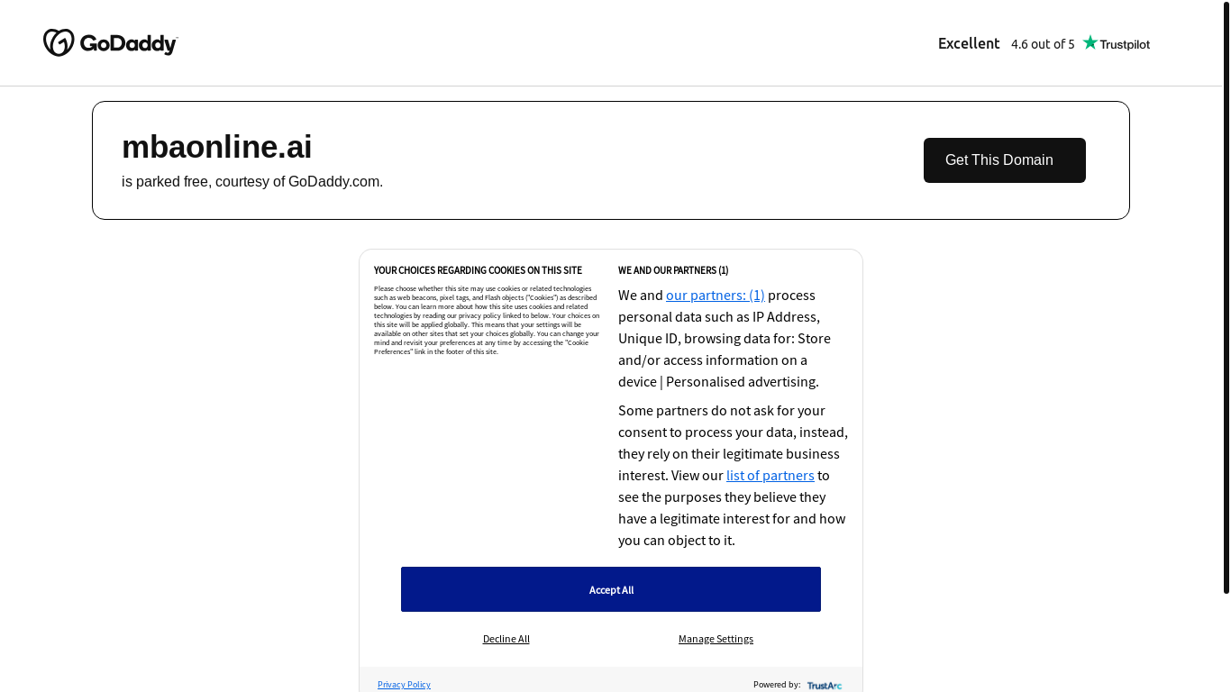 website screenshot of https://mbaonline.ai/