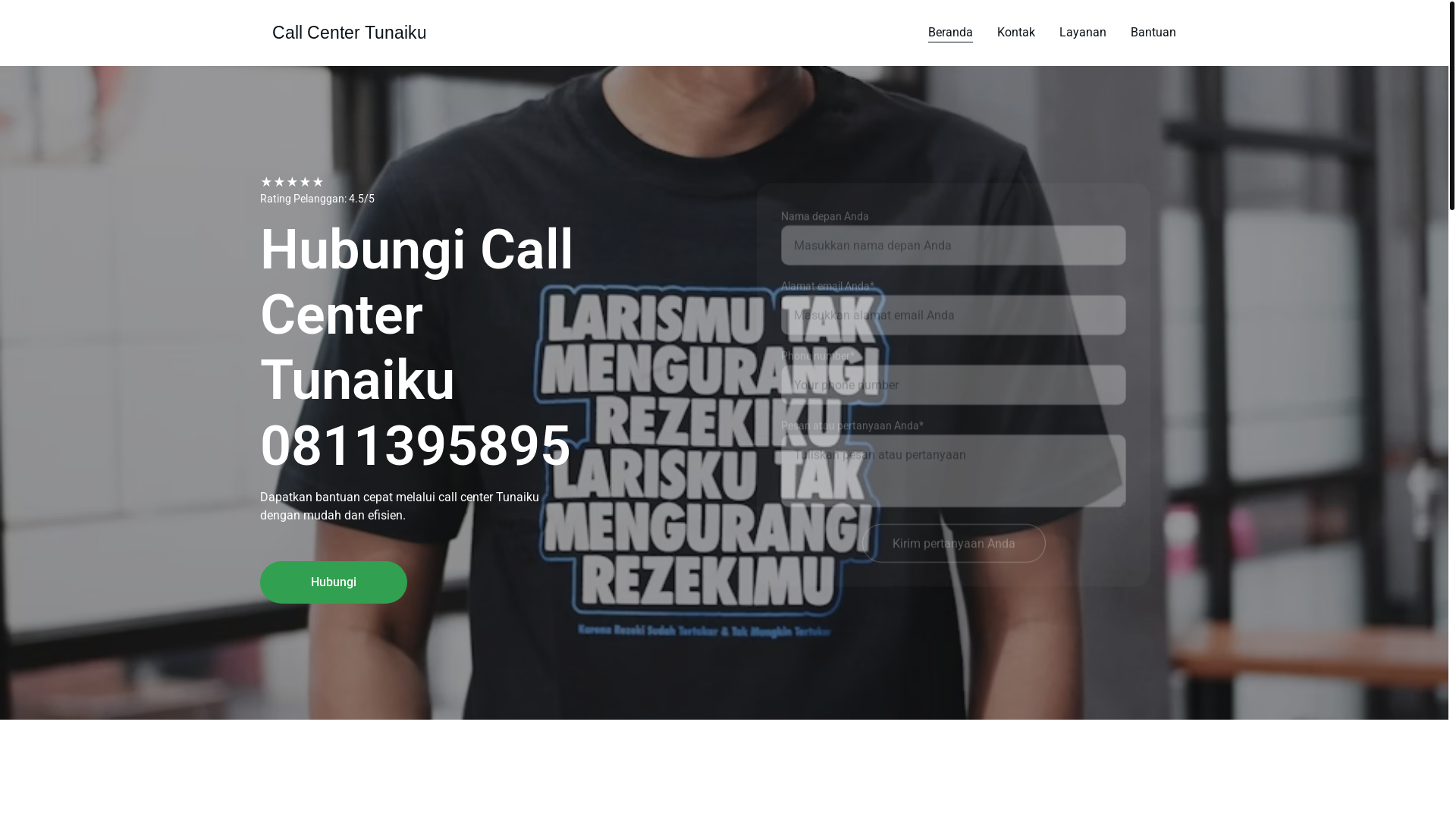 website screenshot of https://callcentertunaiku.io/