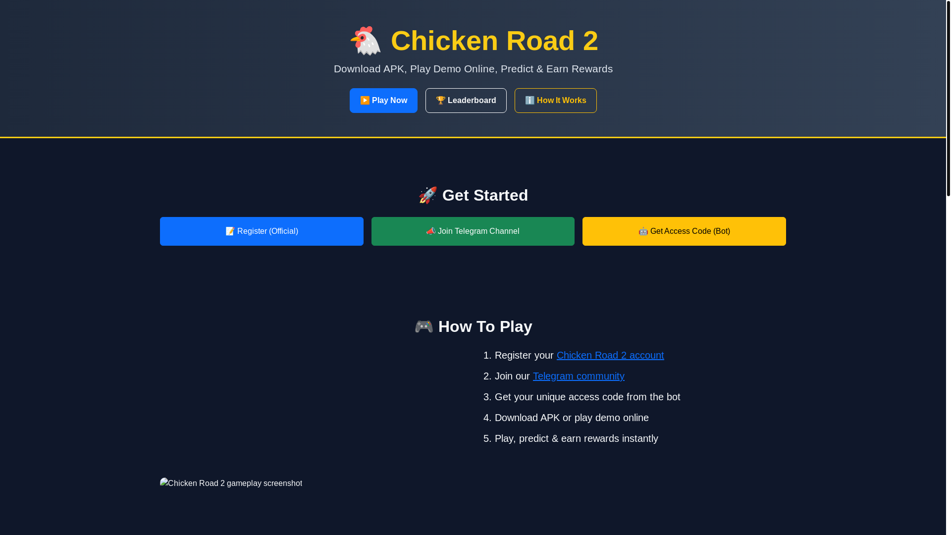 website screenshot of https://chickenroad.tips/