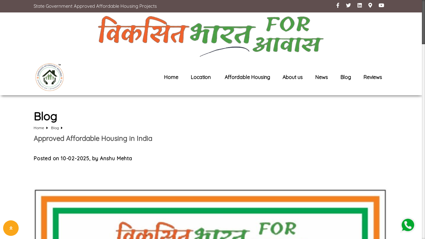 website screenshot of https://www.approvedaffordablehousing.com/blog/approved-affordable-housing-in-india