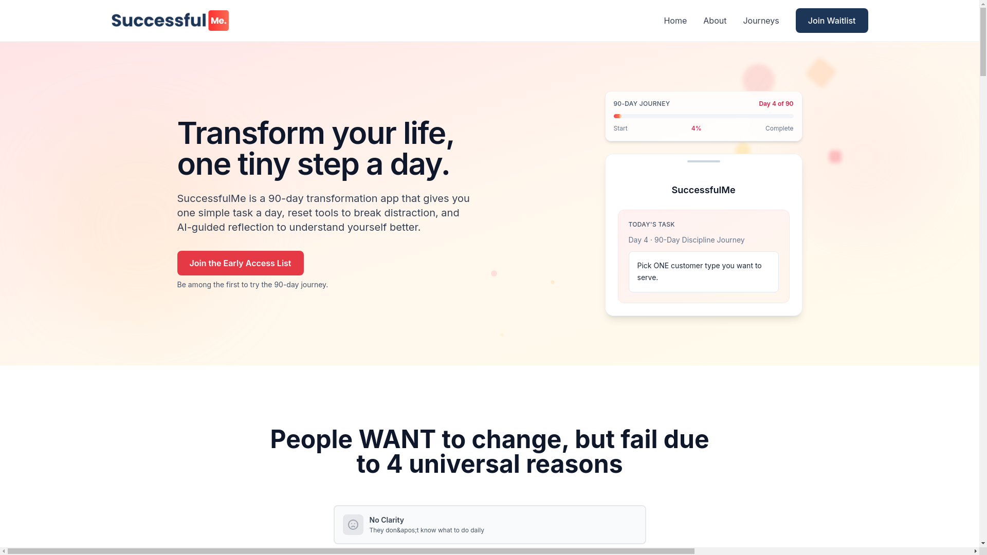 website screenshot of https://successfulme.app/