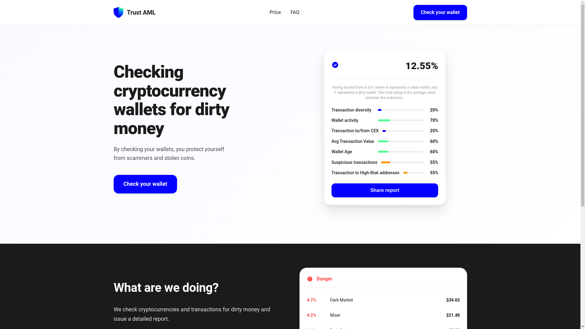 website screenshot of https://amlscan.help/