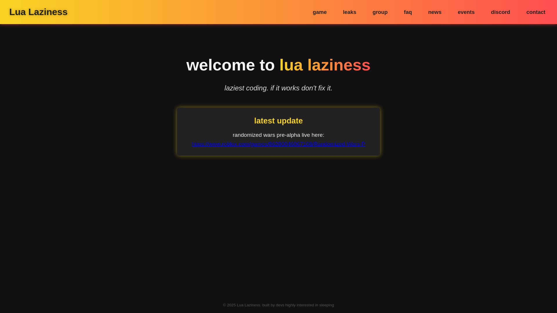 website screenshot of https://lualaziness.com/