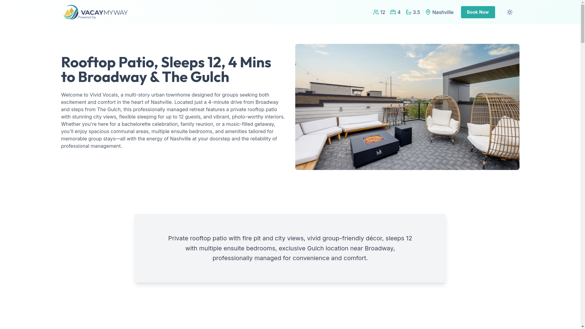 website screenshot of https://joyousnashville.rentals/
