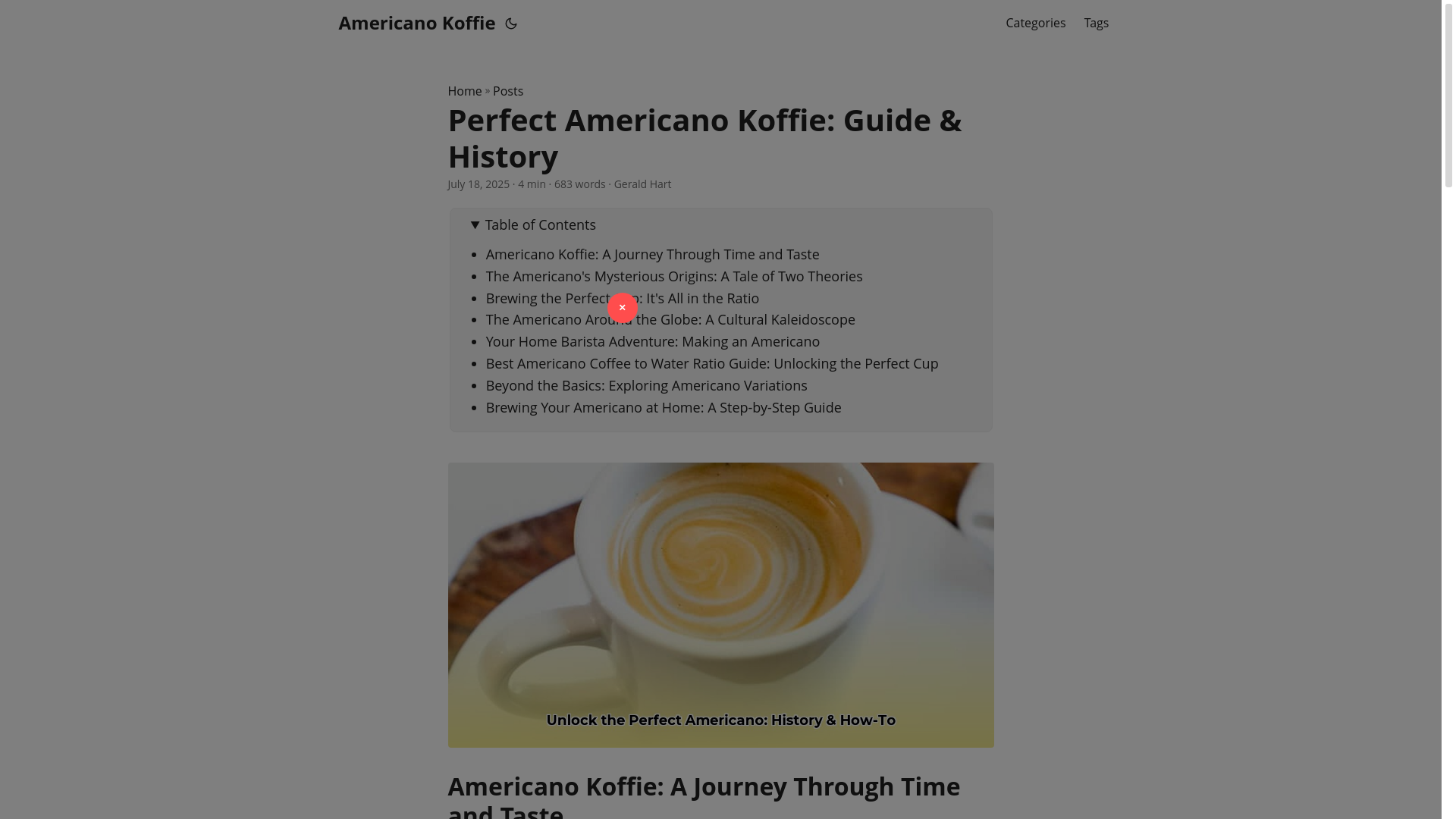 website screenshot of https://americano-koffie.pages.dev/