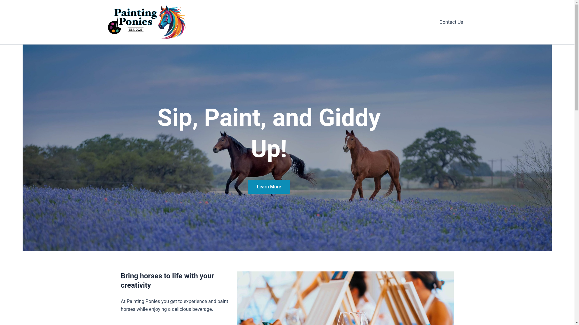 website screenshot of https://paintingponies.com/