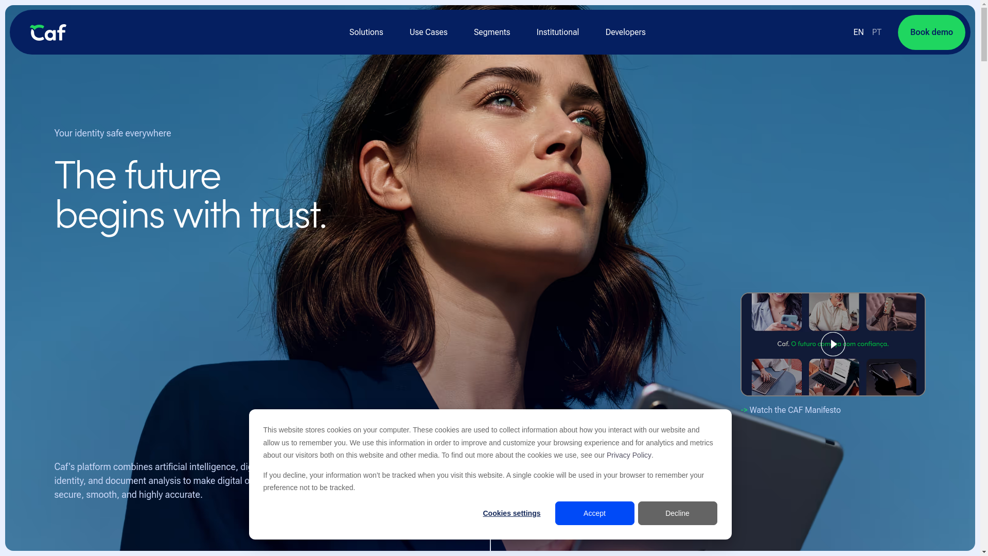 website screenshot of https://www.caf.io