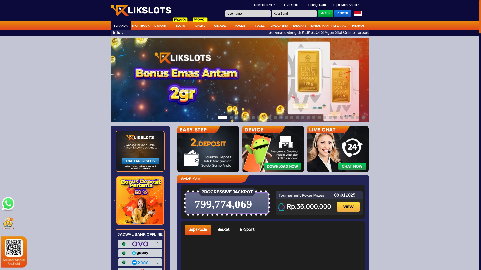 website screenshot of https://klikslotsrush.com/