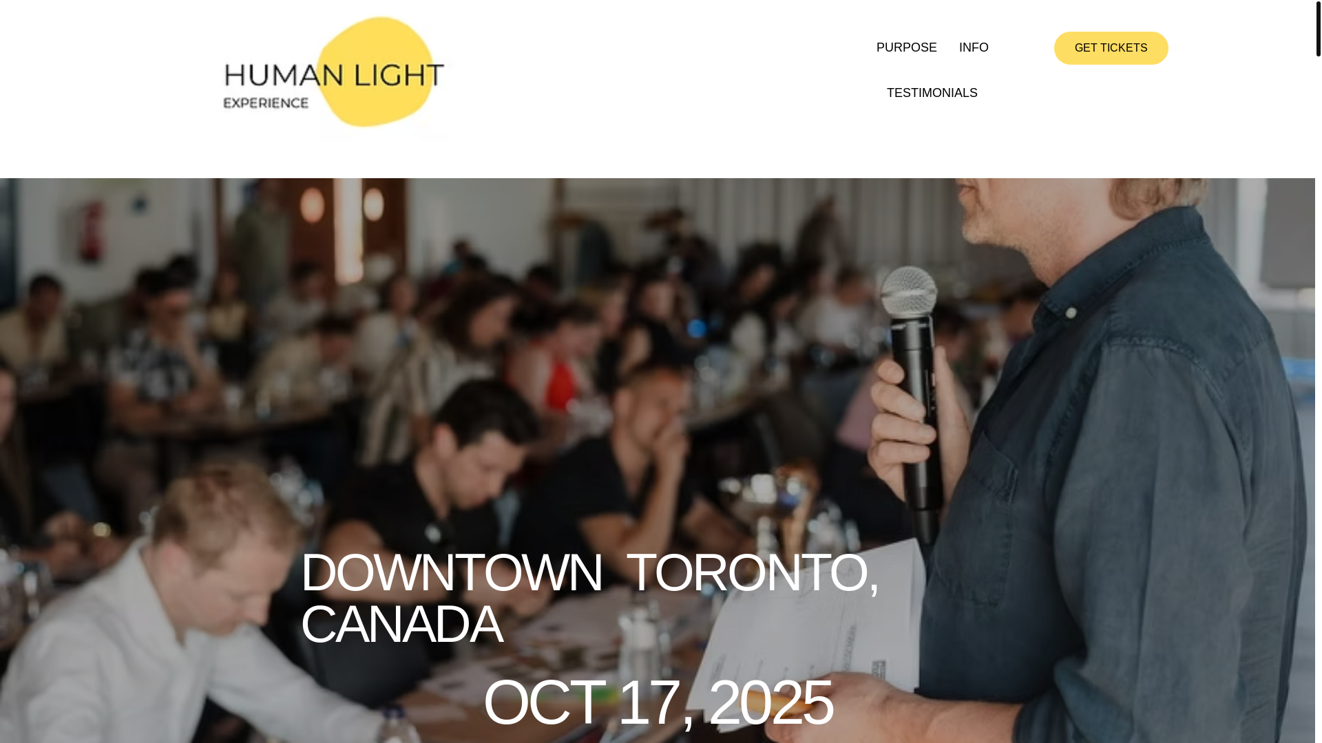 website screenshot of https://thehumanlightexperience.com/
