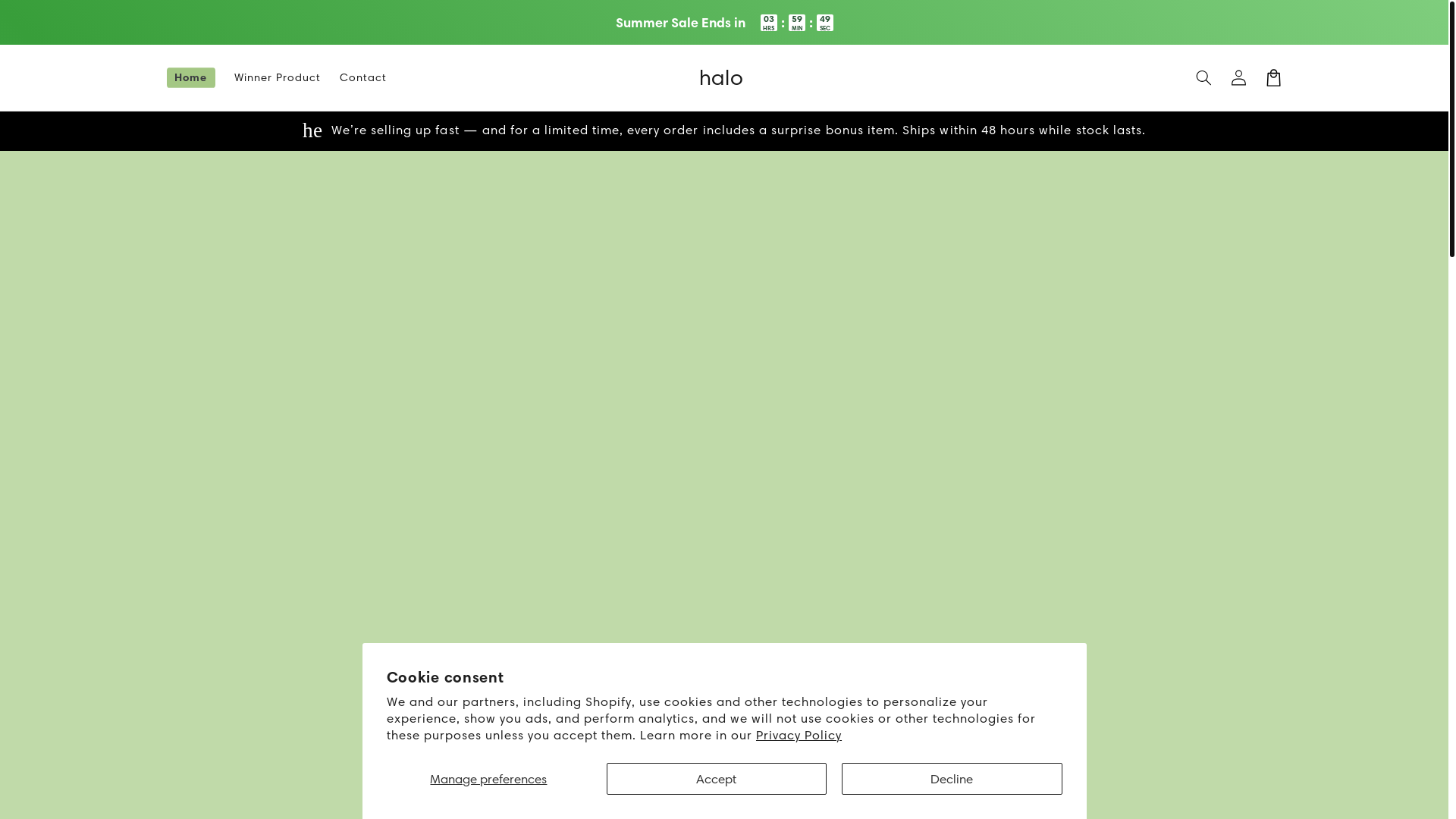 website screenshot of https://shopathalo.com/