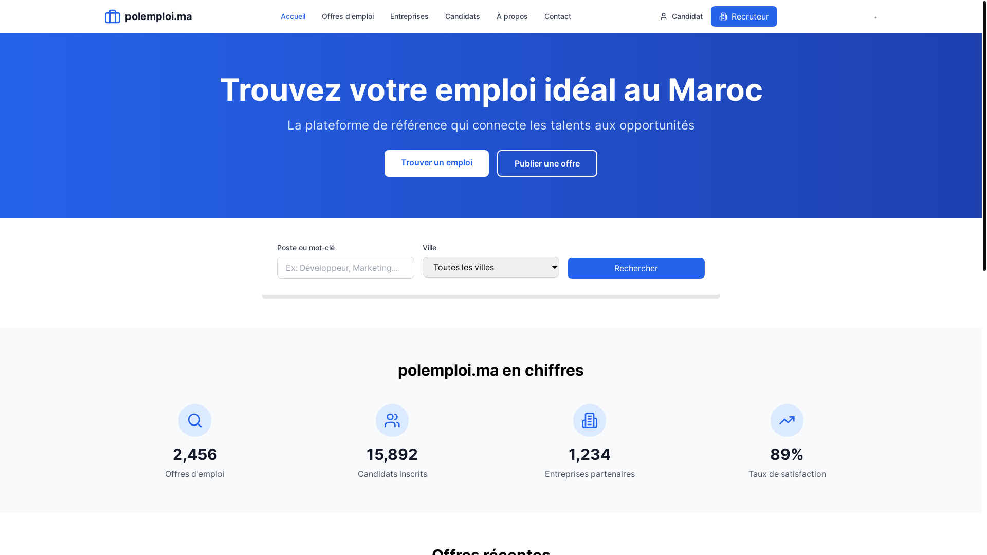 website screenshot of https://polemploi.ma/