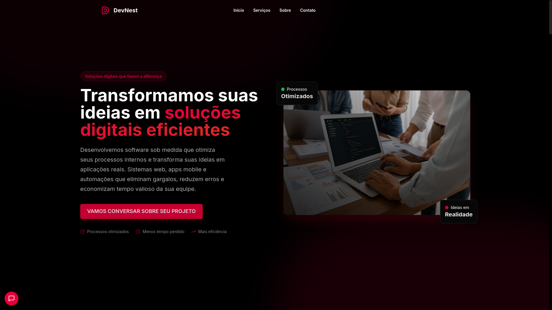 website screenshot of https://devnest.com.br/