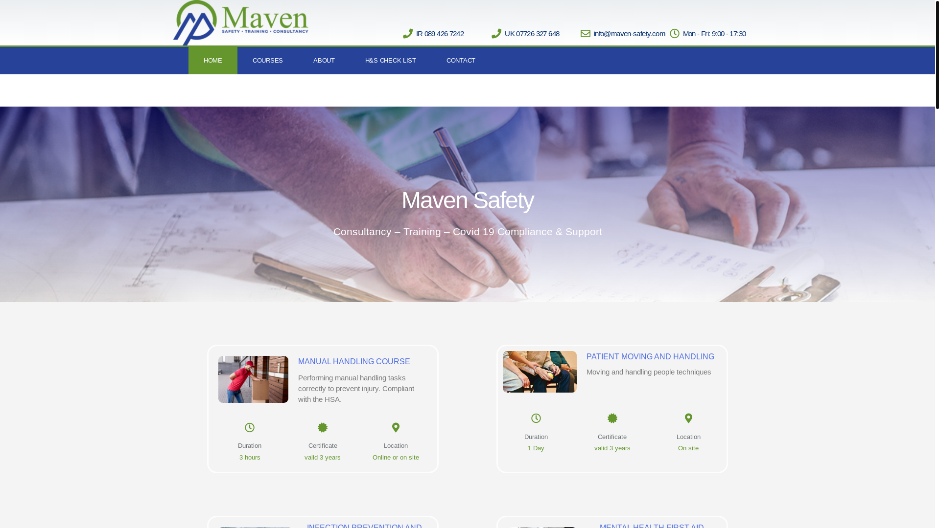 website screenshot of https://maven-safety.net/