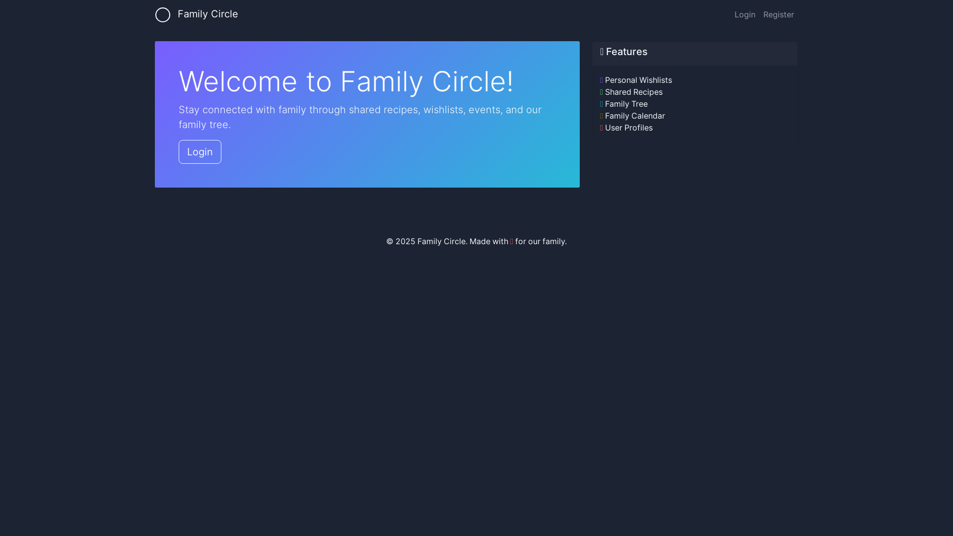 website screenshot of https://familycircle.life/