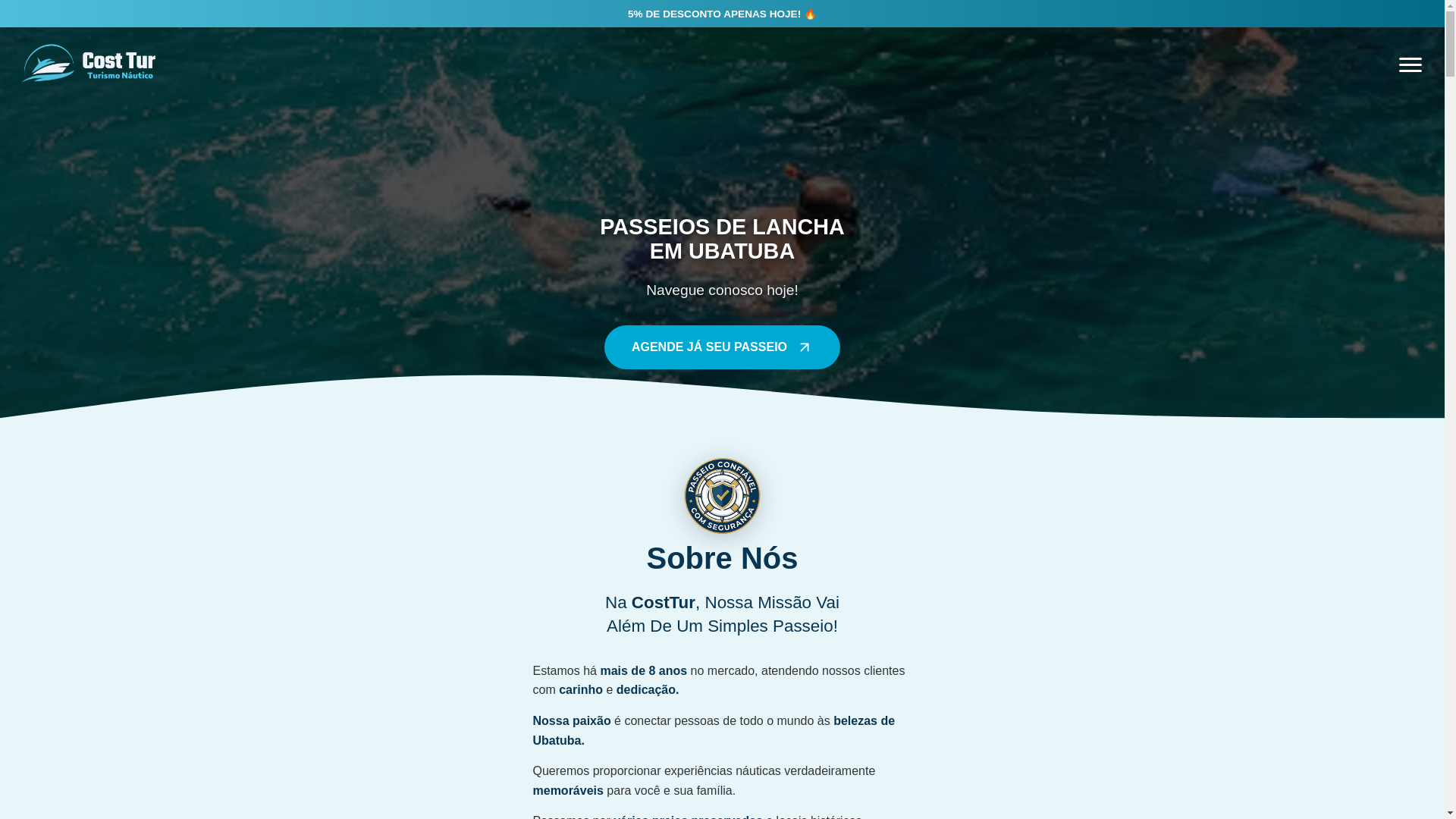 website screenshot of https://passeioscosttur.com.br/