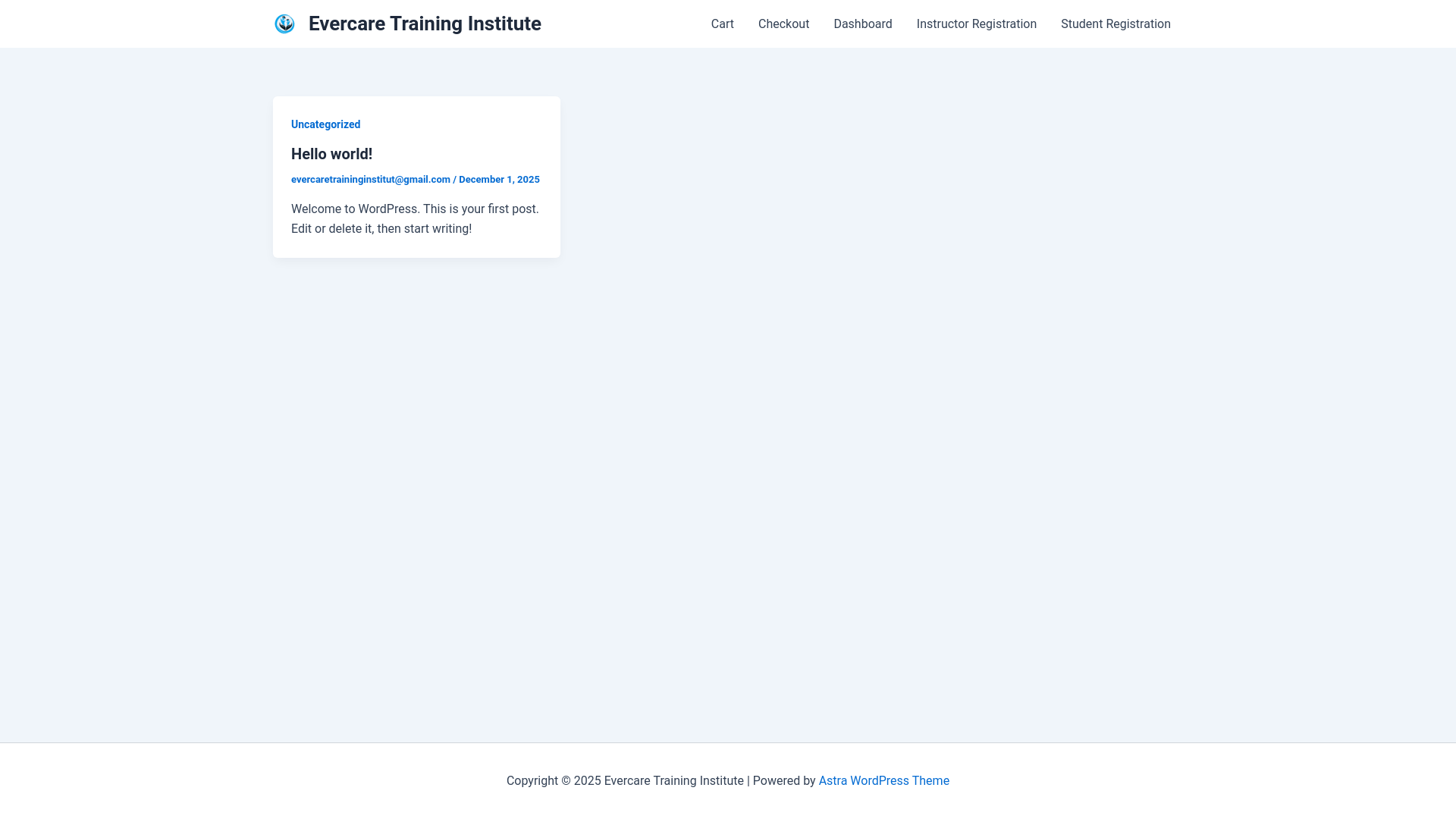 website screenshot of https://evercaretraining.institute/
