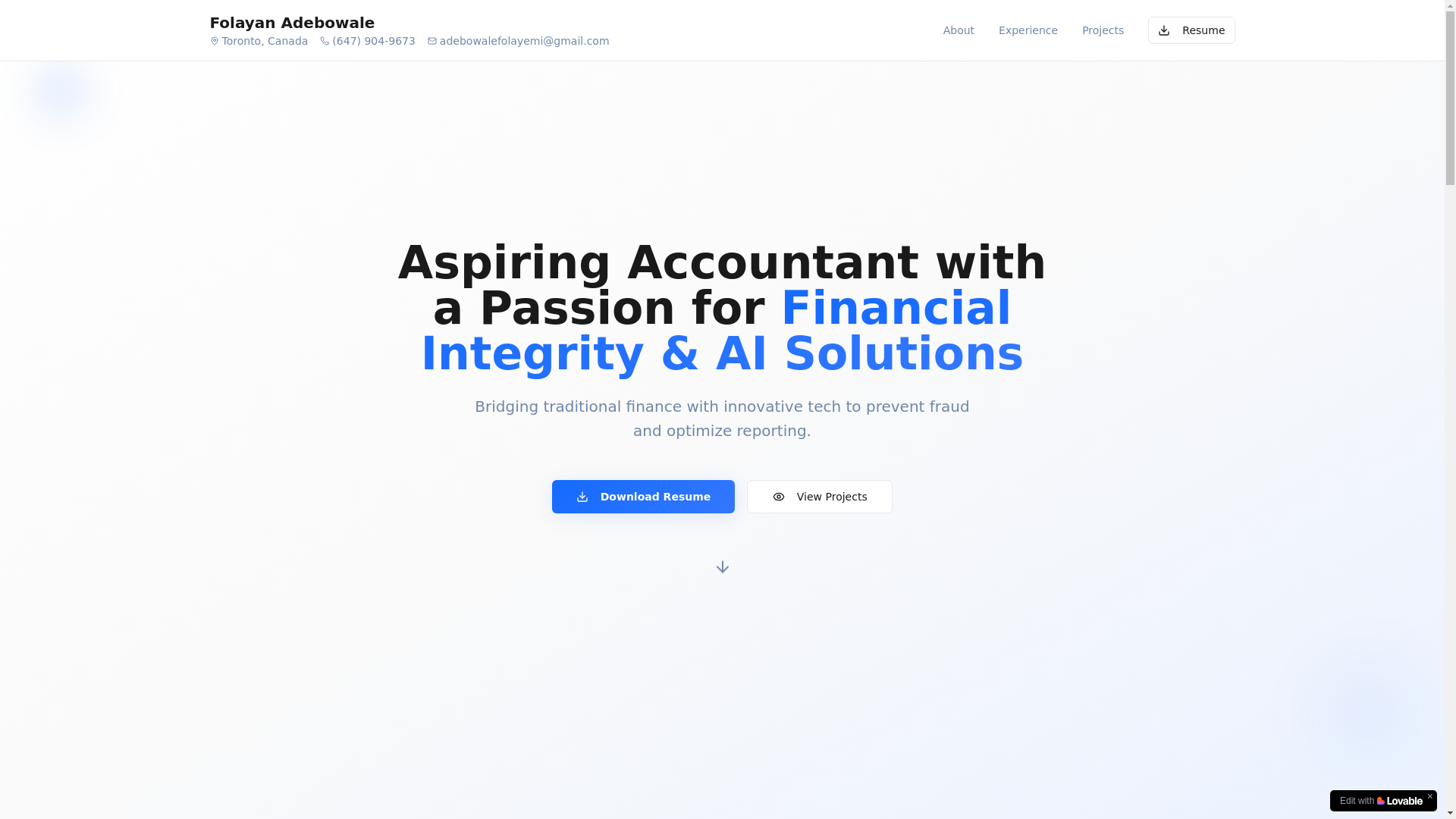 website screenshot of https://folayanadebowale.info/
