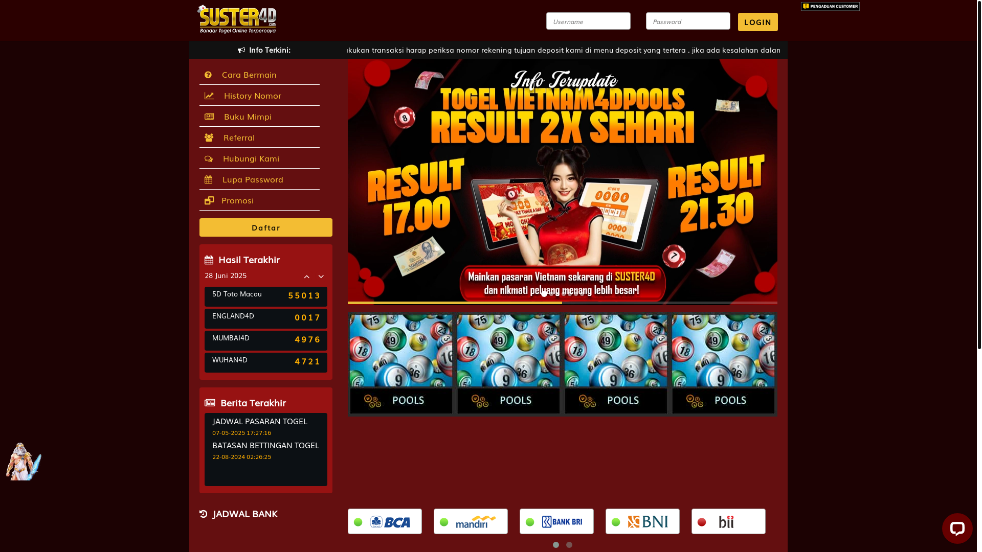 website screenshot of https://suster4d888.com/