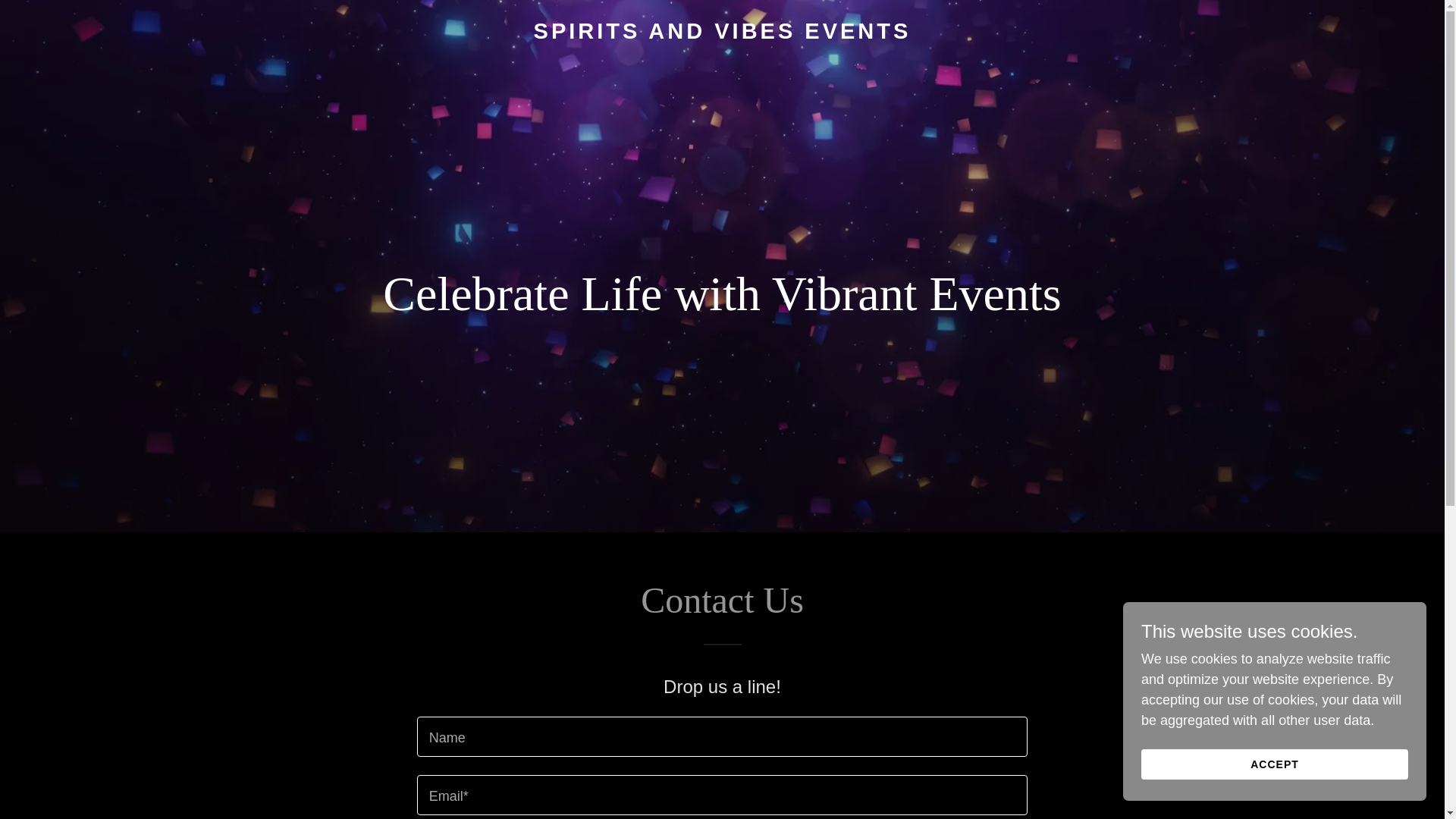 website screenshot of https://spiritsandvibesevents.com/