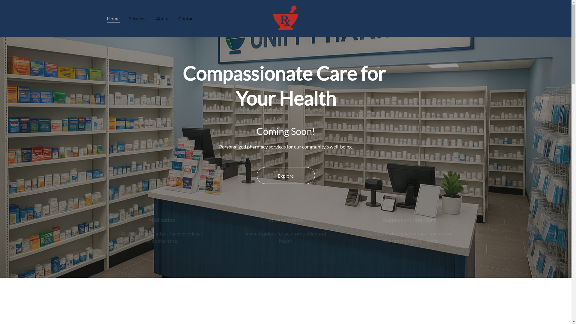 website screenshot of https://unitypharmacyva.com/