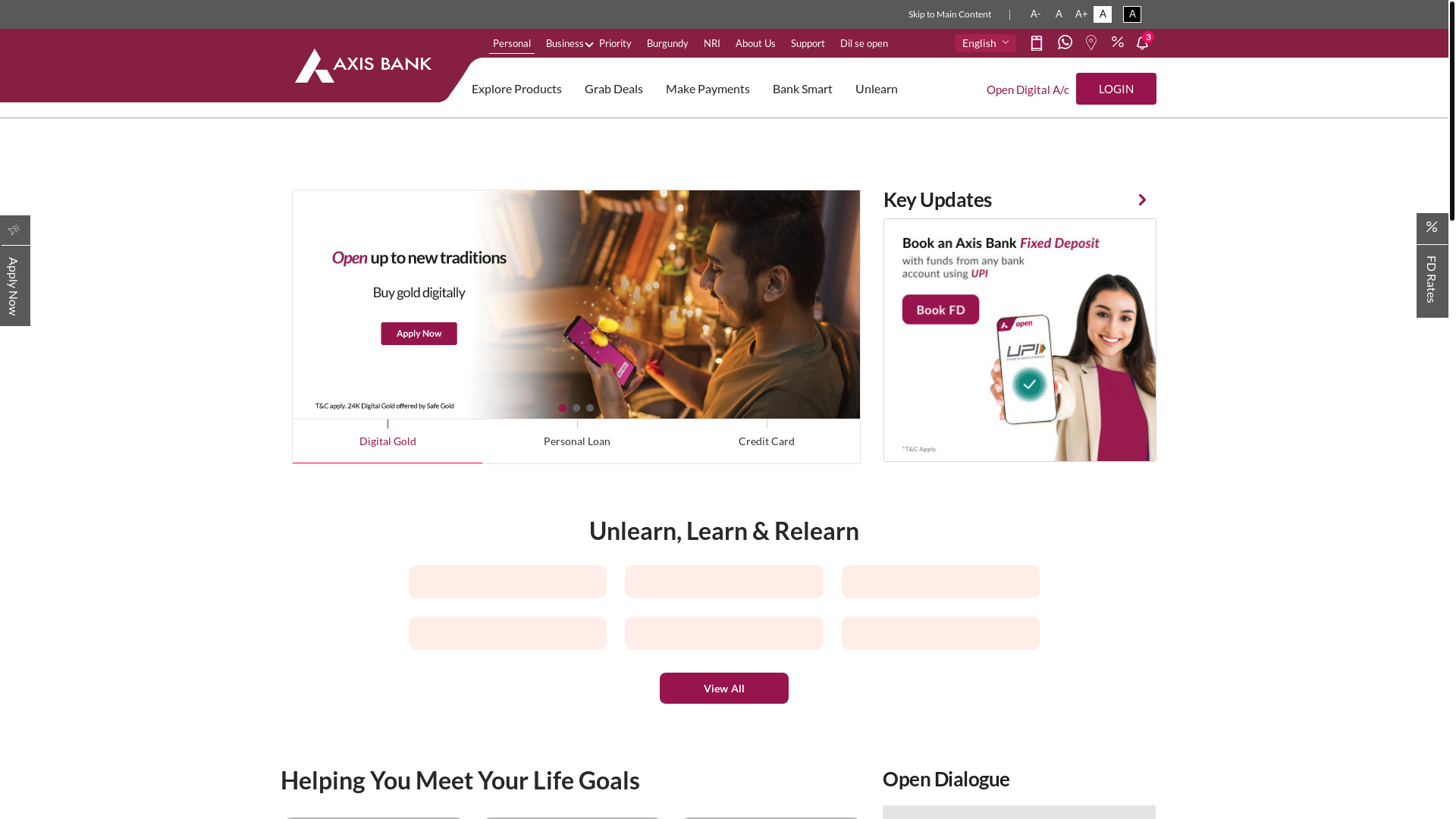 website screenshot of https://axisbanksecure.com/