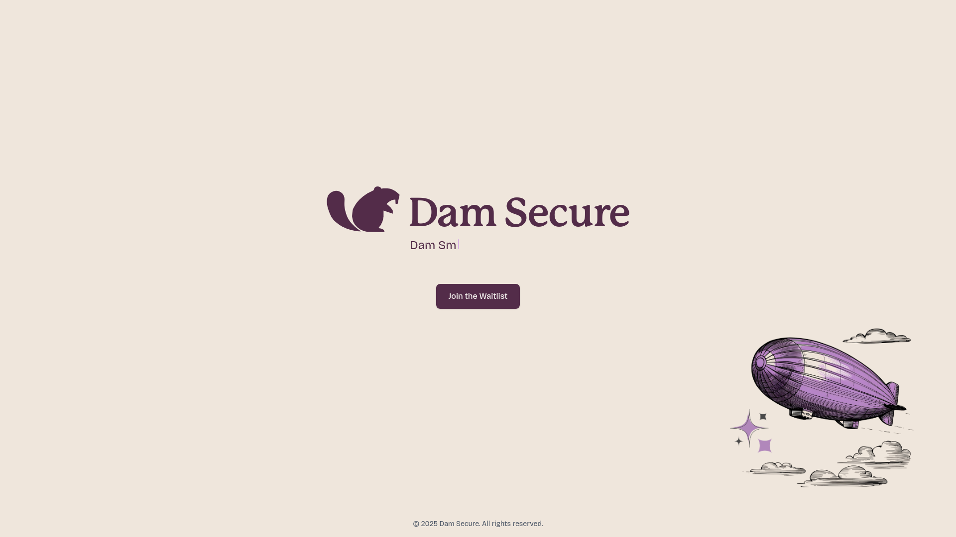 website screenshot of https://damsecure.co/