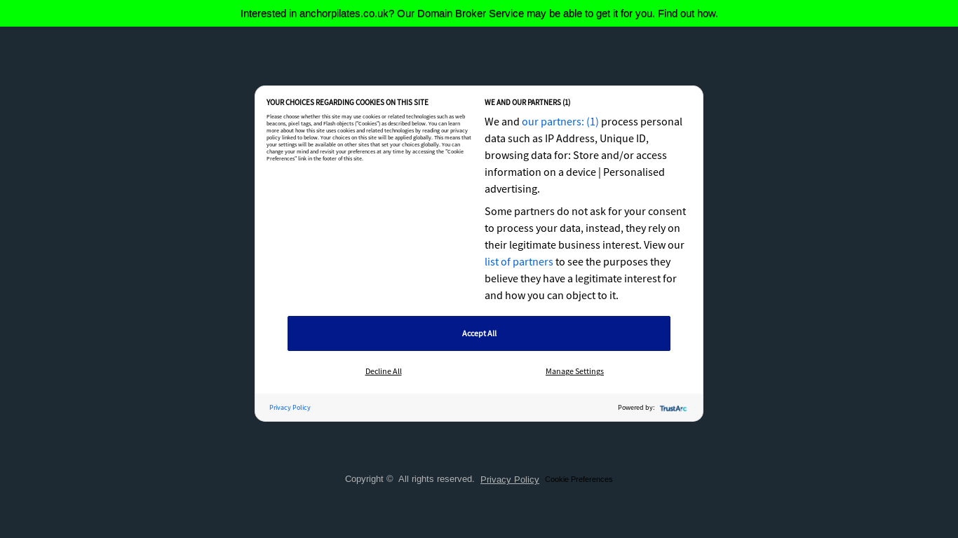website screenshot of https://anchorpilates.co.uk/