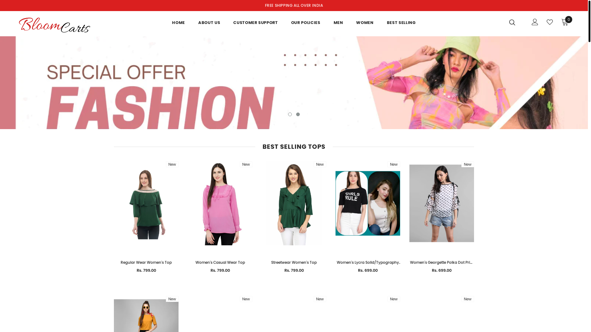 website screenshot of https://bloomcarts.shop/