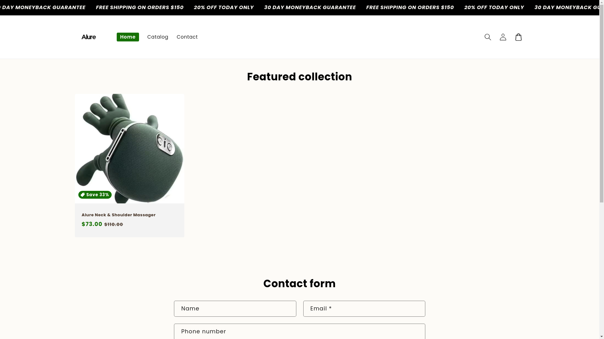 website screenshot of https://shopatalure.com/