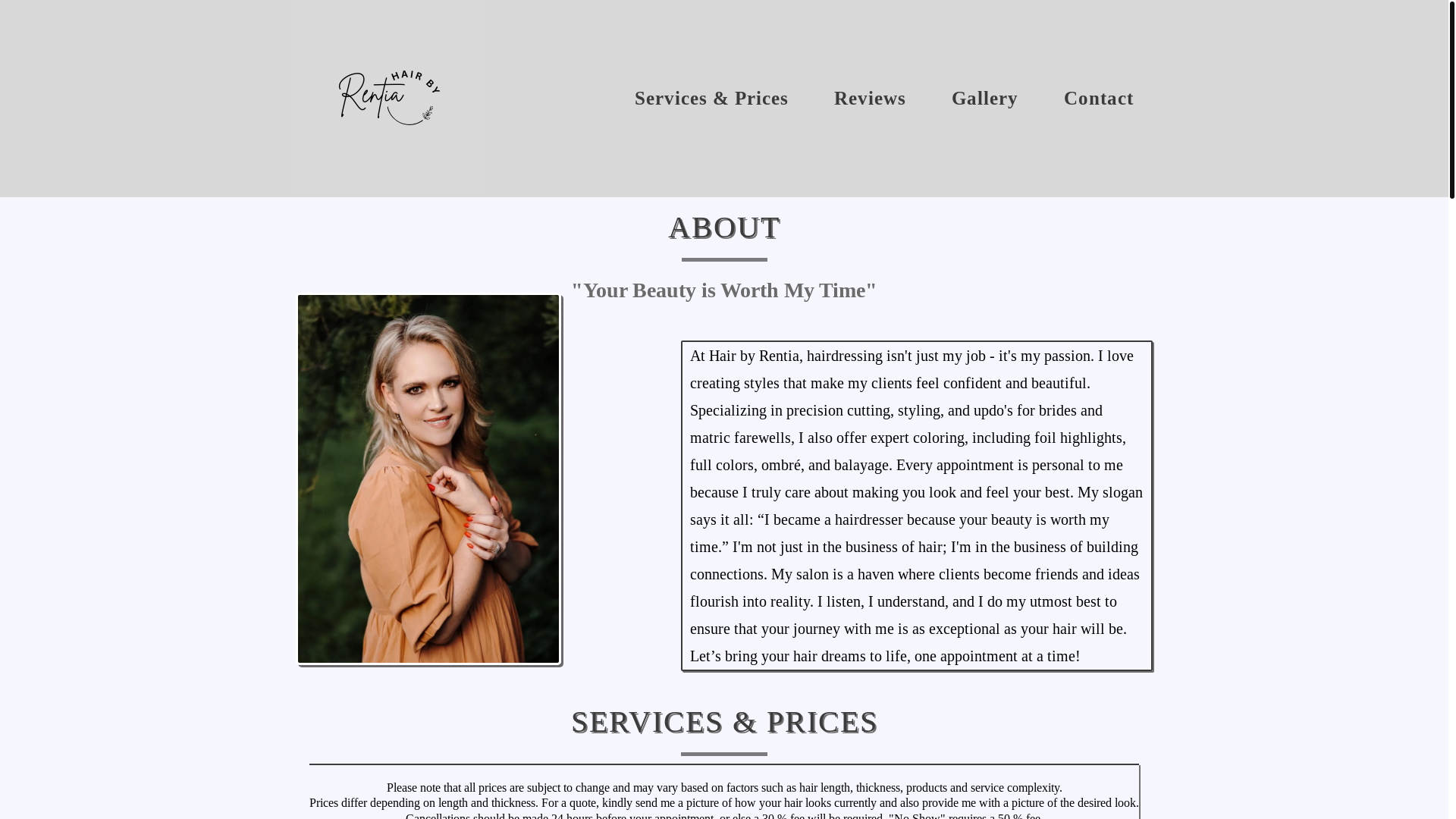 website screenshot of https://hairbyrentia.co.za/