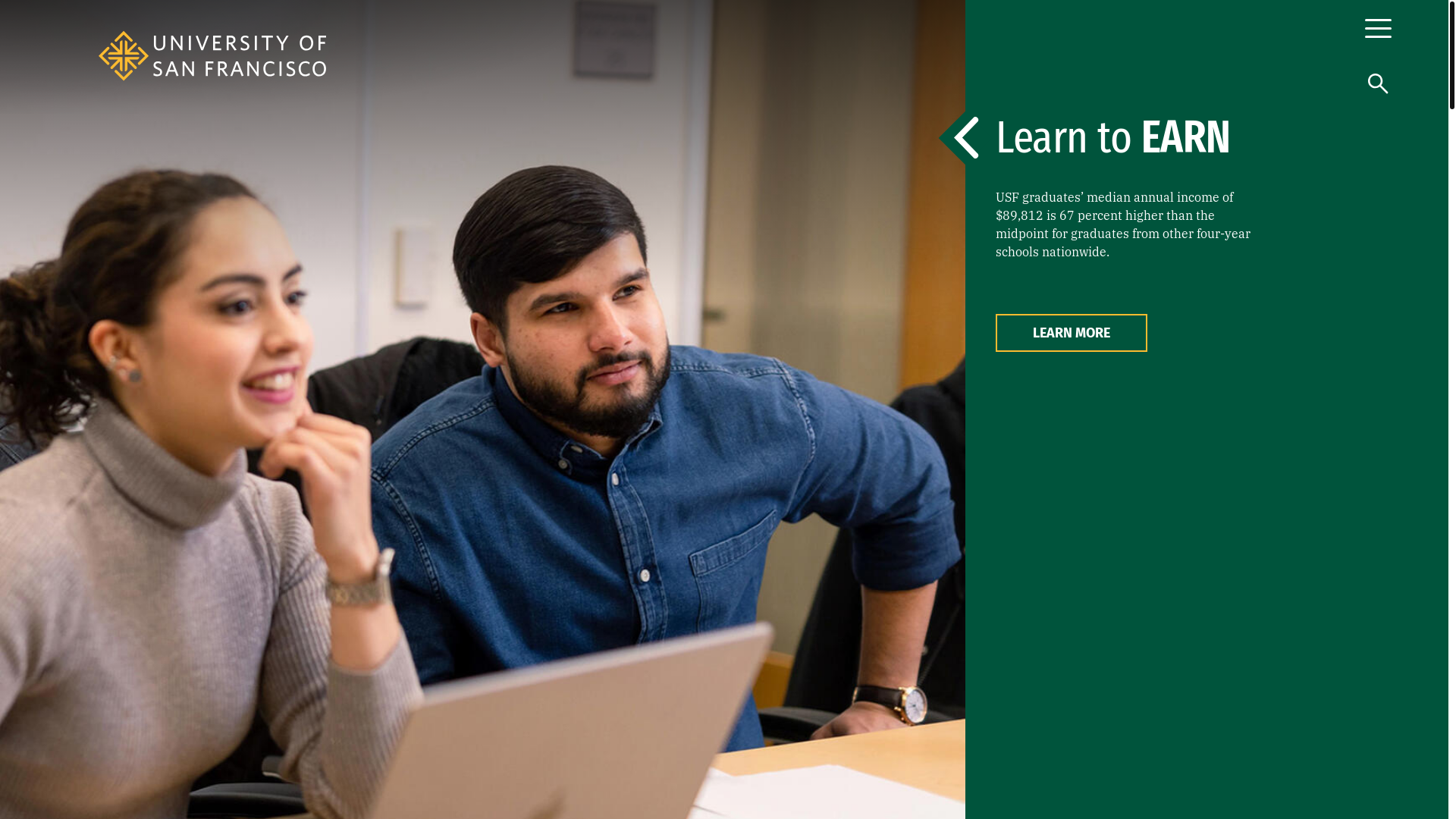 website screenshot of https://www.usfca.edu/