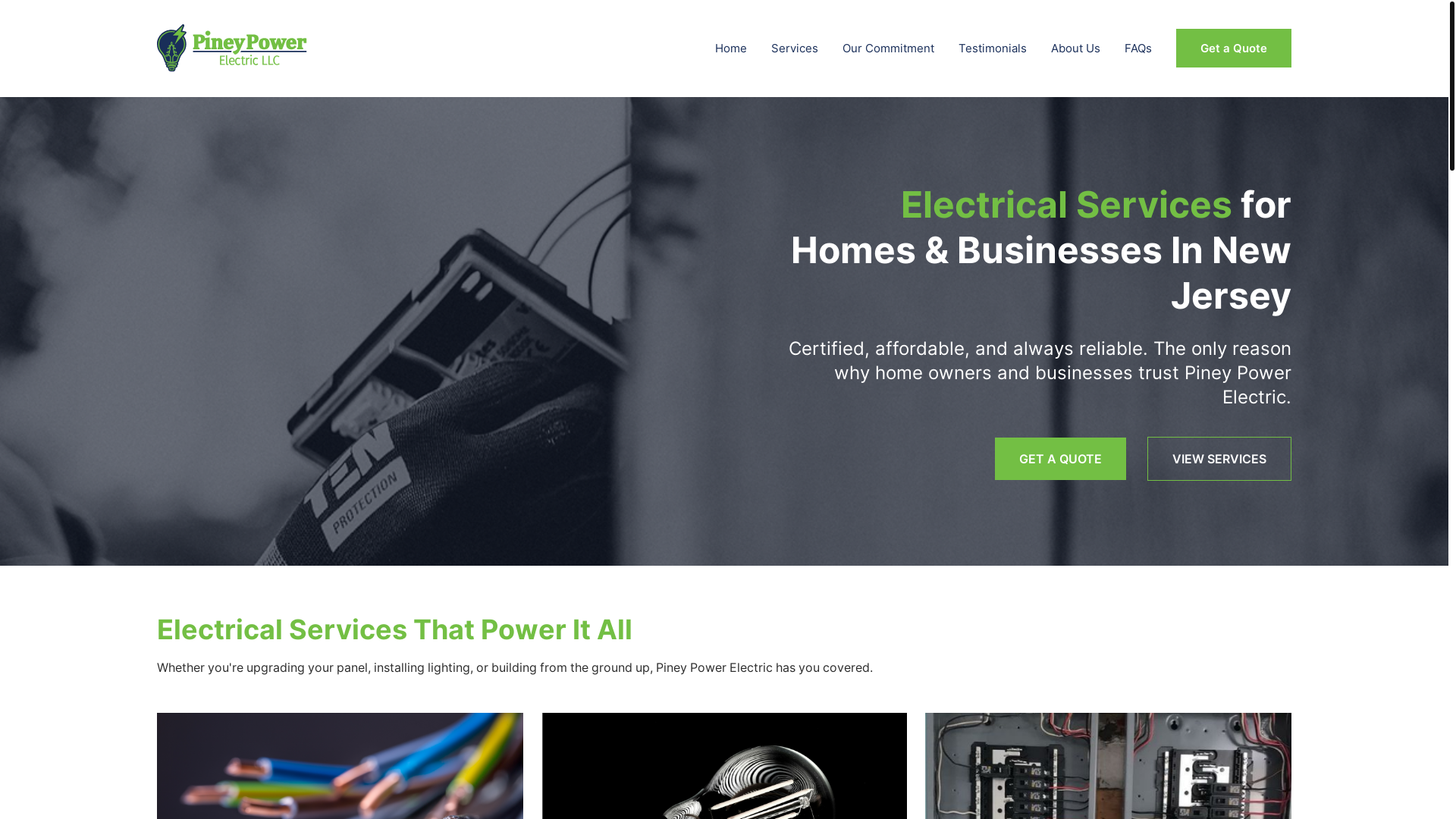 website screenshot of https://pineypowerelectric.com/