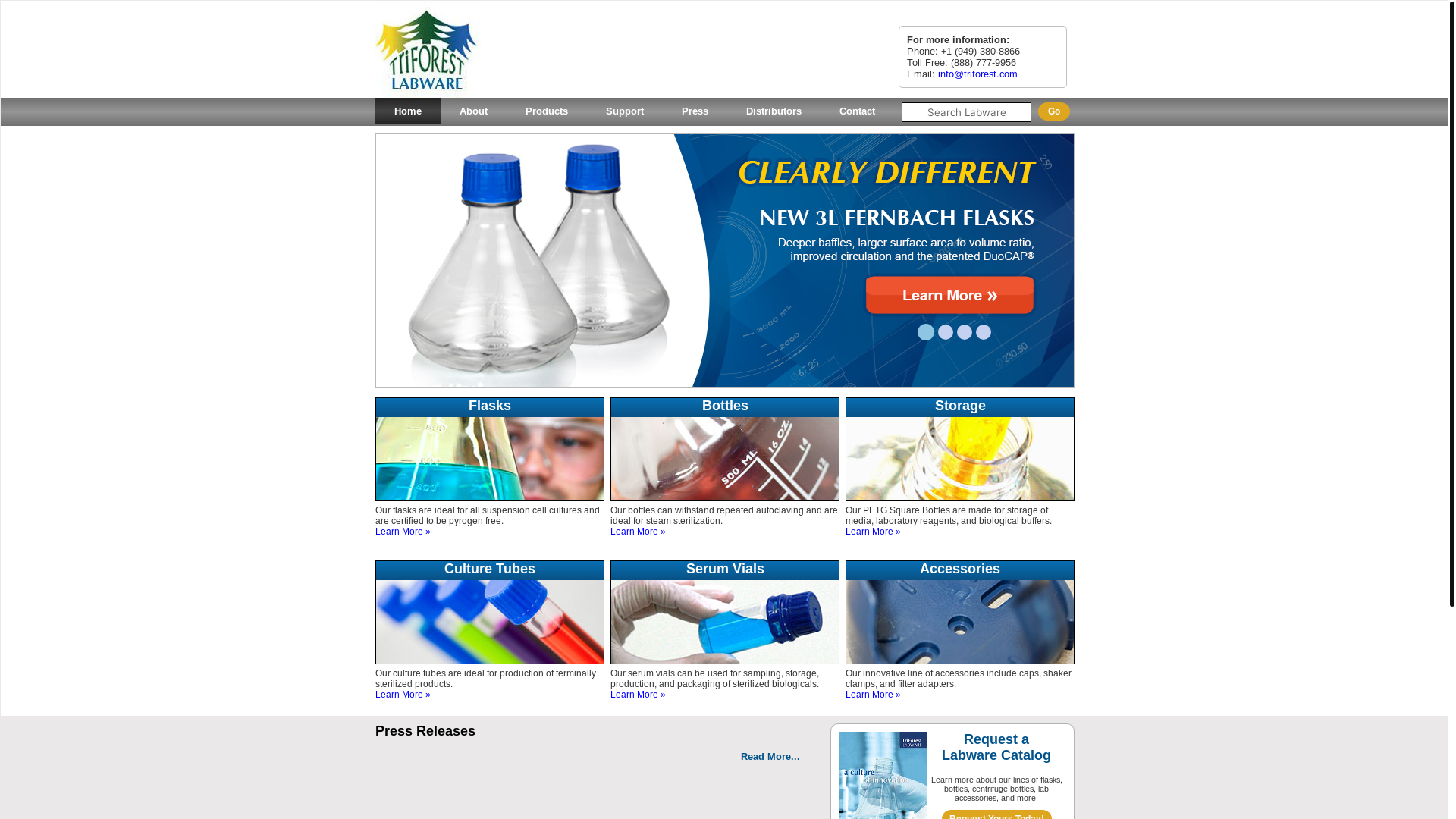 website screenshot of https://www.triforestlabware.com/