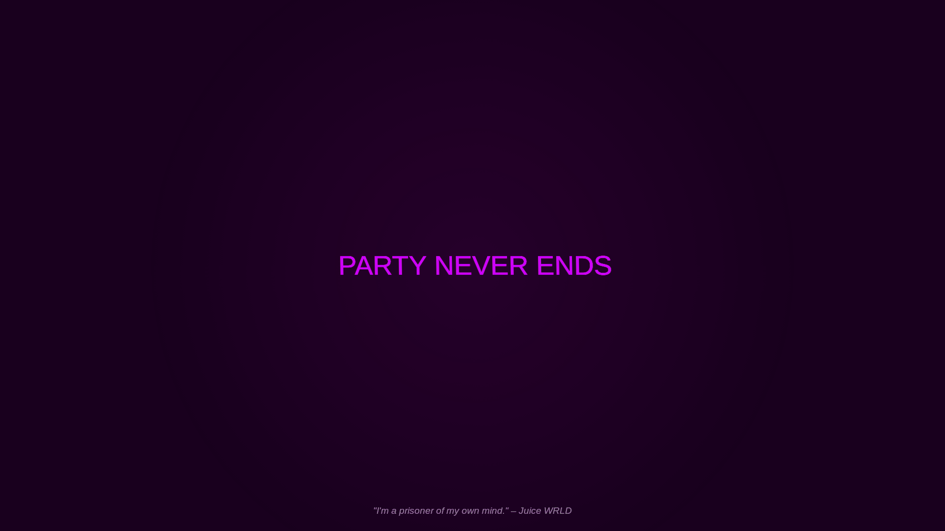 website screenshot of https://thepartyneverends.xyz/